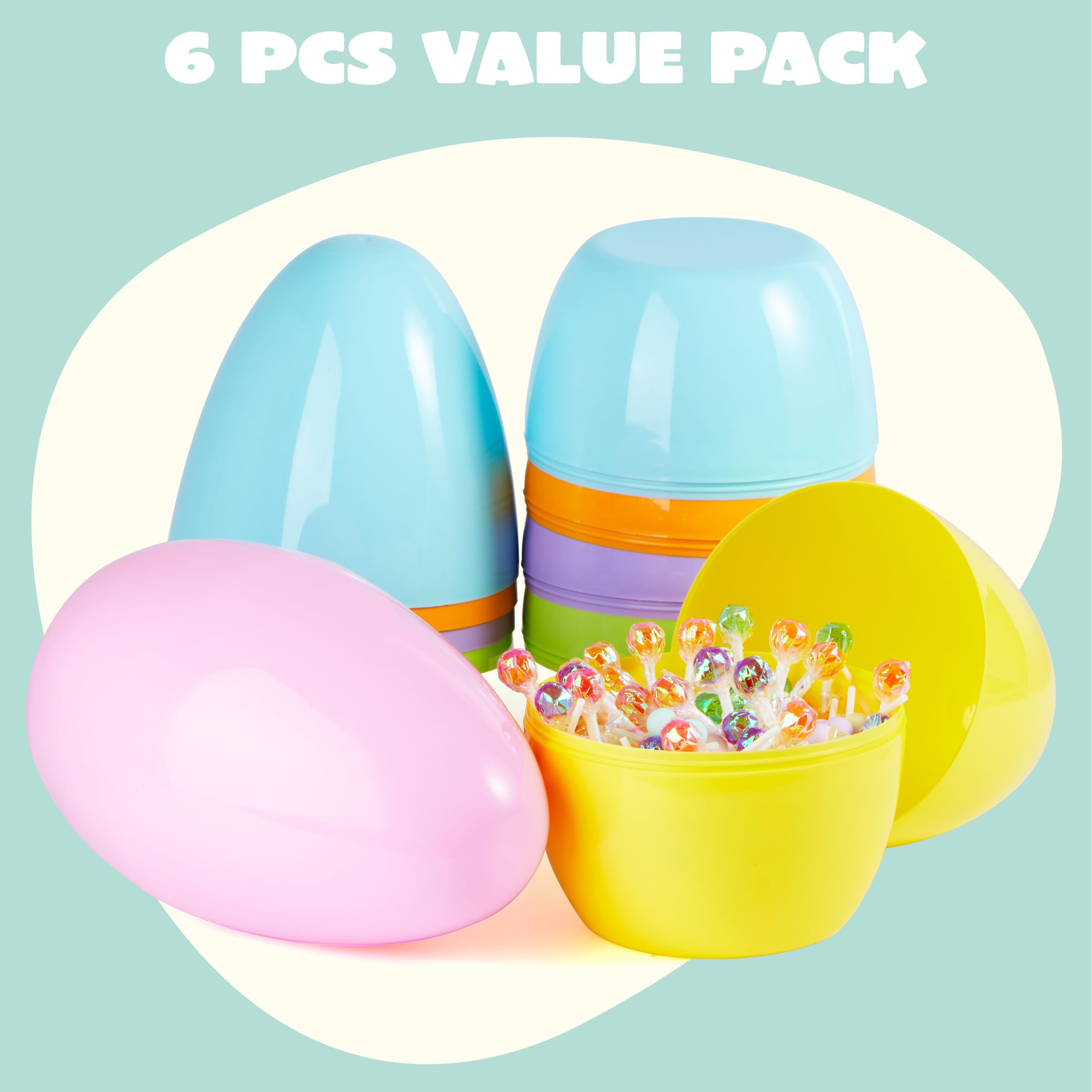 Foto 2 | Huevos De Pascua Gigantes Joyin 10, De Plástico Pastel, 6 Unidades - Venta Internacional.