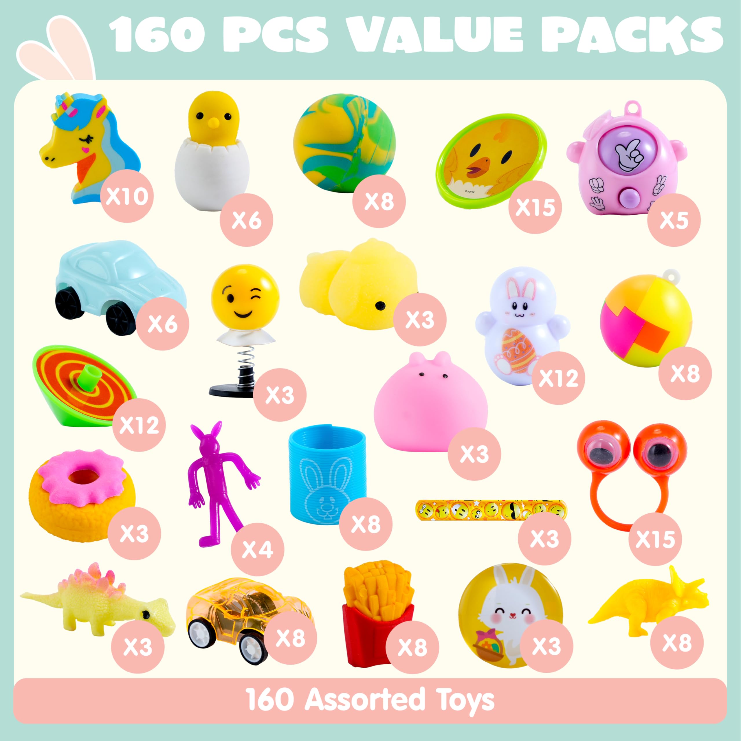 Foto 3 pulgar | Huevos De Pascua Precargados Joyin, 160 Unidades, Con Varios Juguetes - Venta Internacional.
