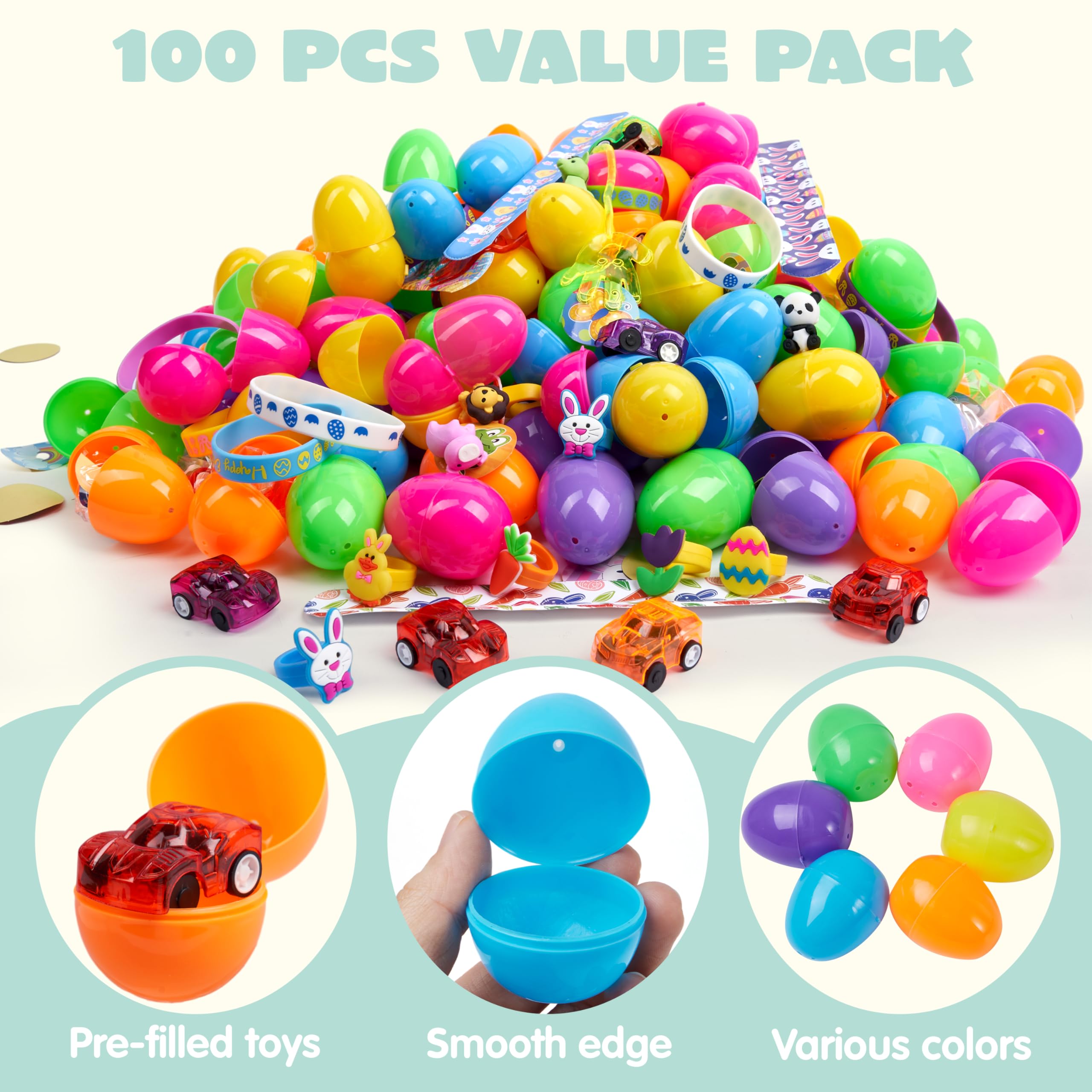 Foto 4 pulgar | Huevos De Pascua Precargados Joyin, 100 Unidades Con Varios Juguetes Y Pegatinas - Venta Internacional.