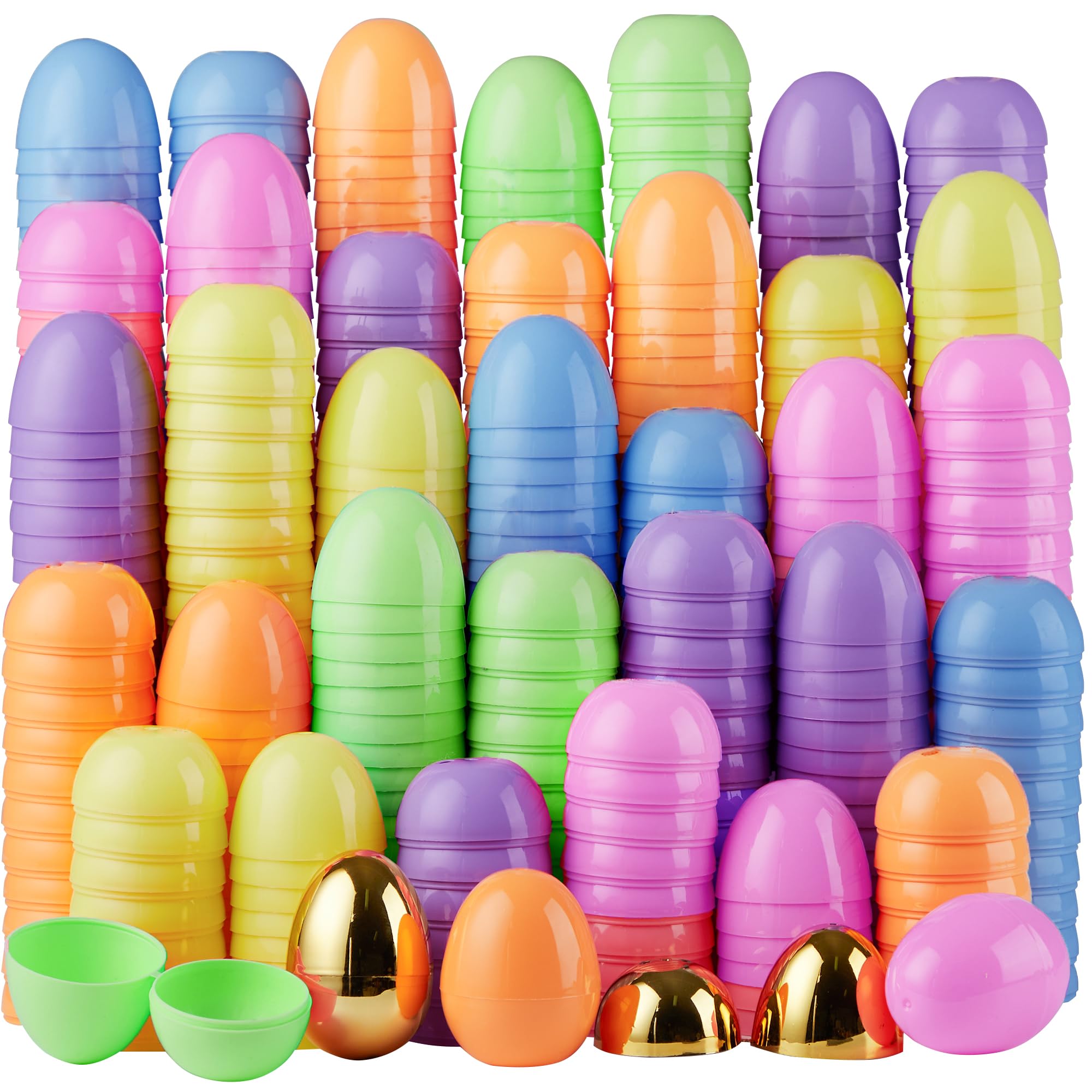 Huevos De Pascua Joyin, 100 Unidades, 8 Cm, Pastel Y 2 Huevos Dorados, Rellenables - Venta Internacional.