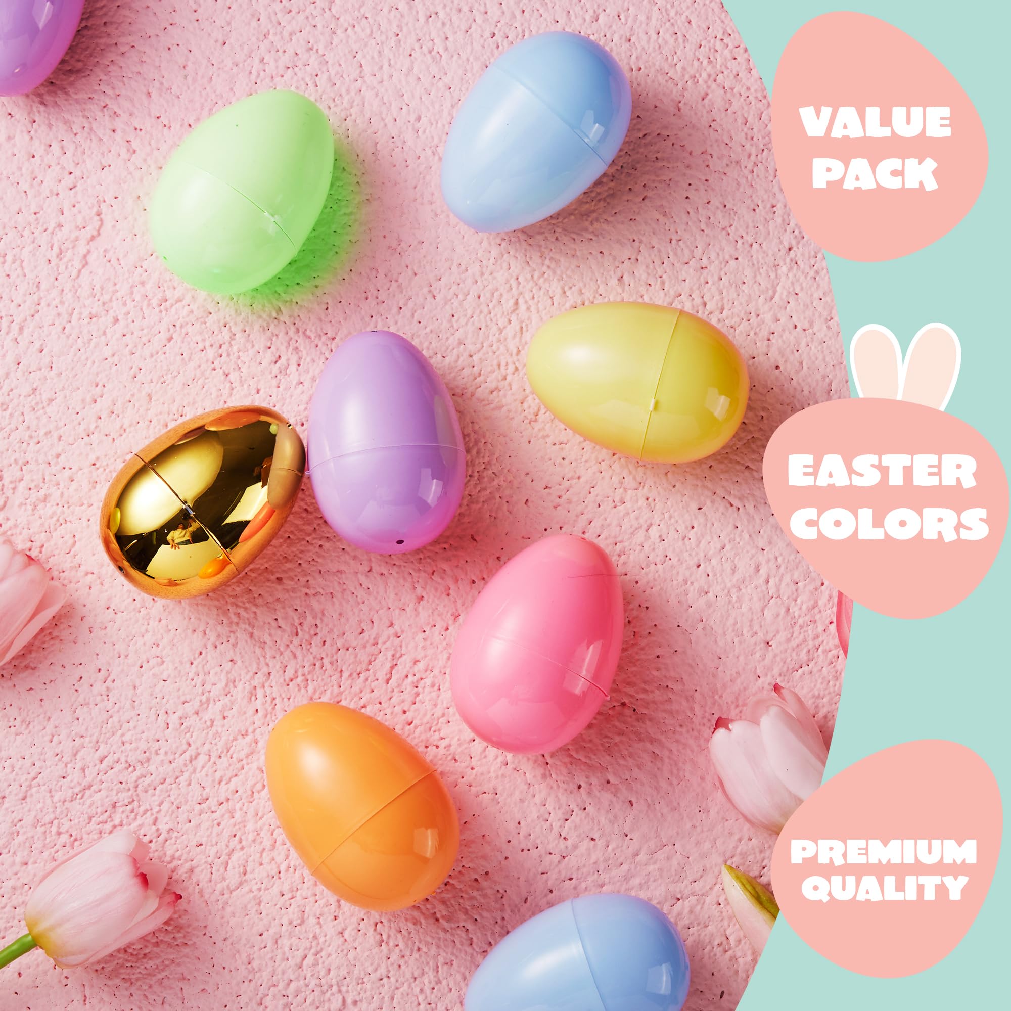 Foto 2 | Huevos De Pascua Joyin, 100 Unidades, 8 Cm, Pastel Y 2 Huevos Dorados, Rellenables - Venta Internacional.