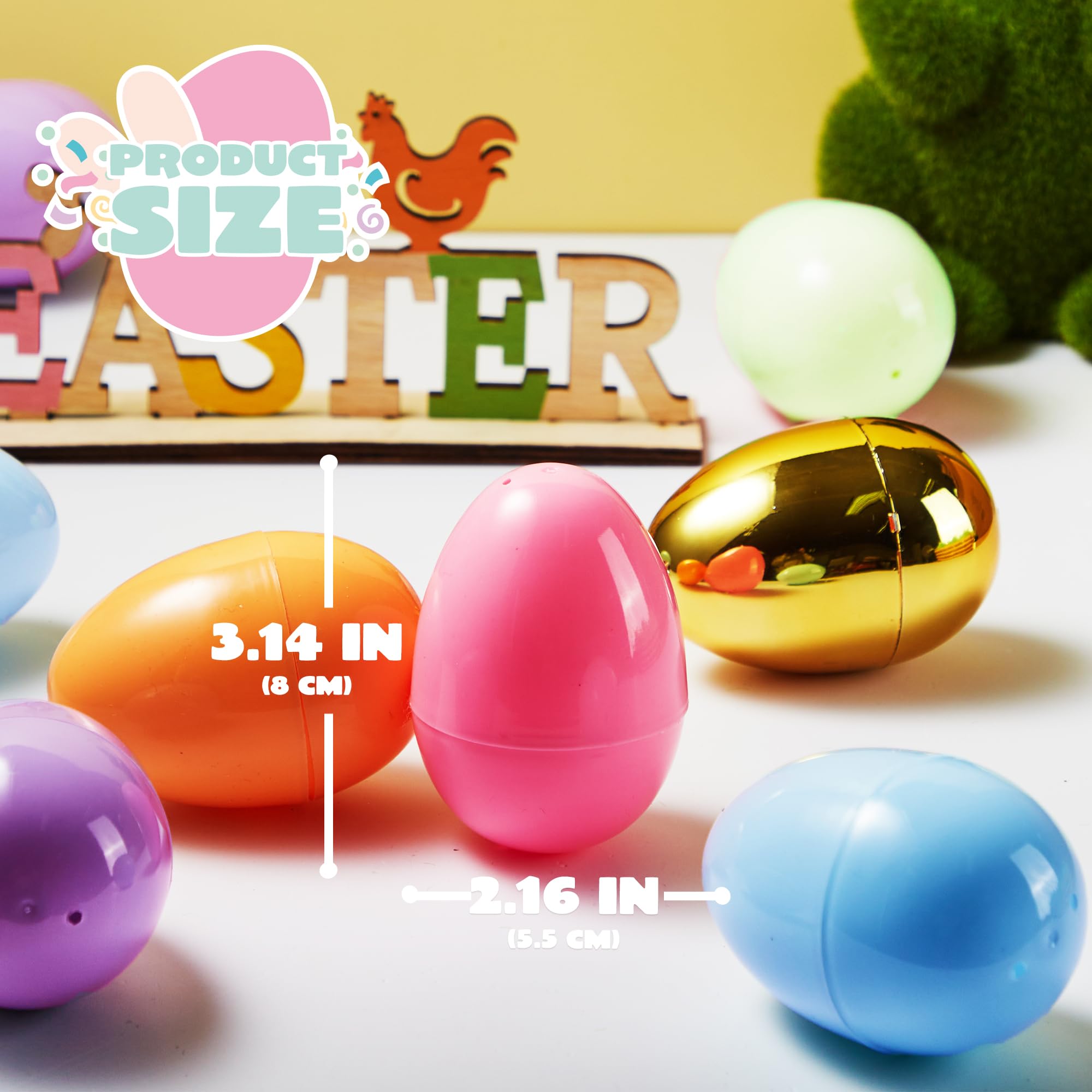 Foto 5 | Huevos De Pascua Joyin, 100 Unidades, 8 Cm, Pastel Y 2 Huevos Dorados, Rellenables - Venta Internacional.