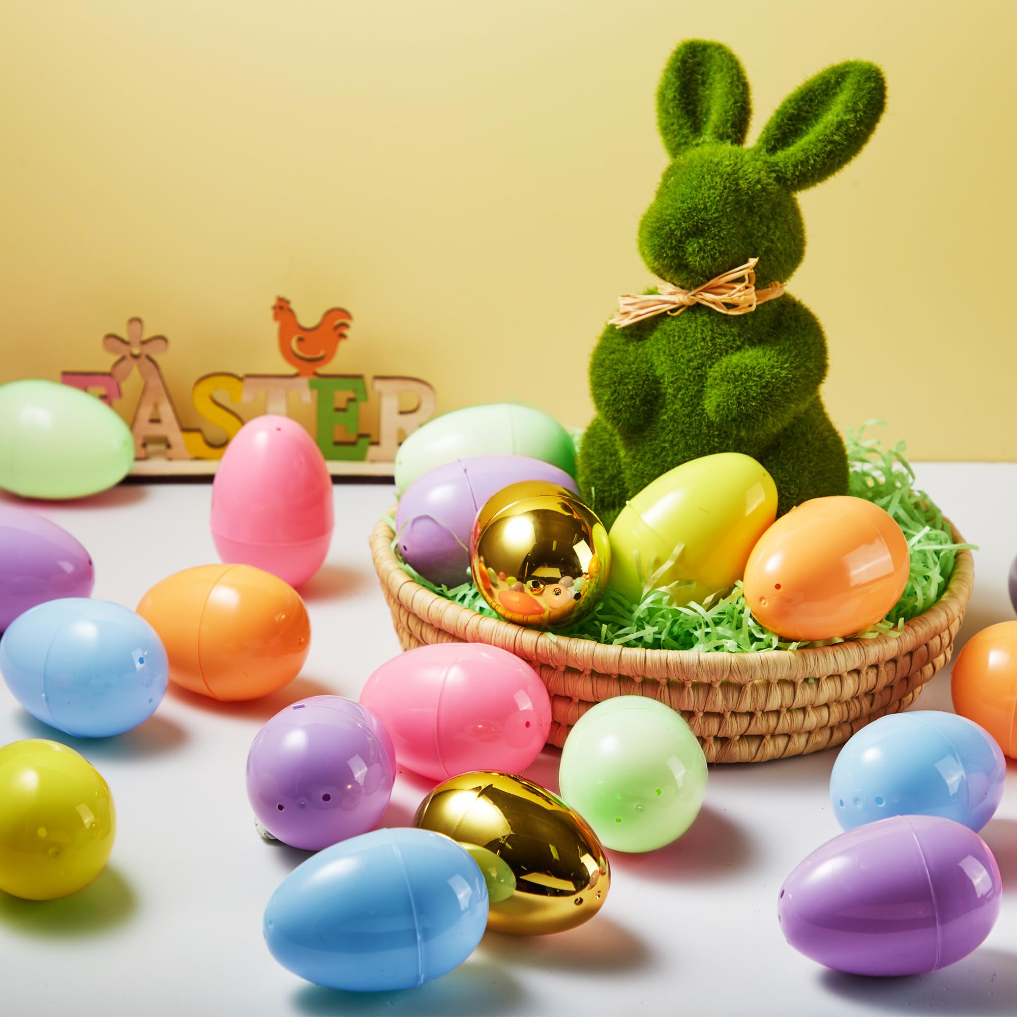 Foto 6 | Huevos De Pascua Joyin, 100 Unidades, 8 Cm, Pastel Y 2 Huevos Dorados, Rellenables - Venta Internacional.