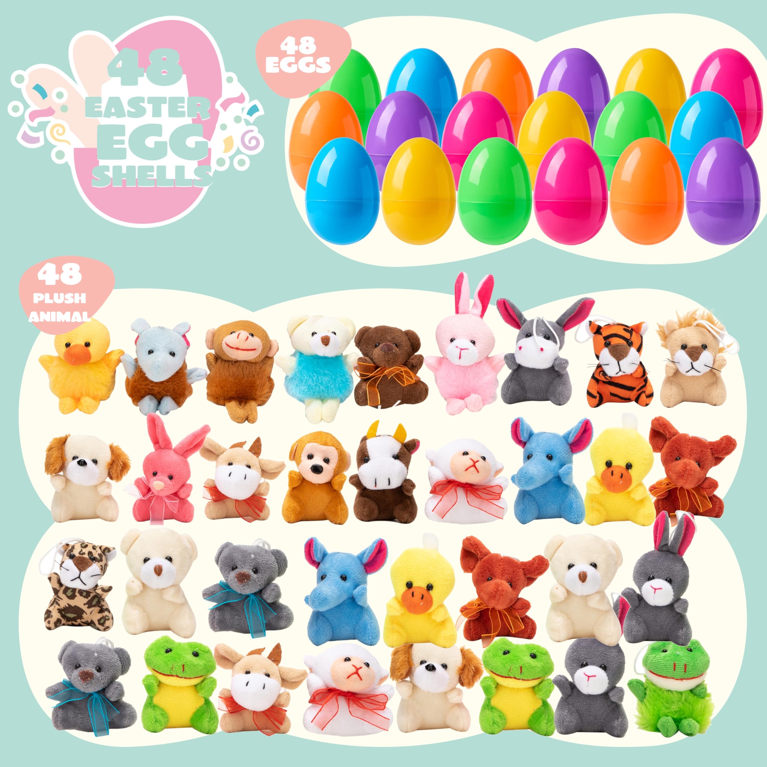 Foto 5 pulgar | Huevos De Pascua Rellenos Con Juguetes De Animales De Peluche, 48 Piezas Joyin - Venta Internacional.