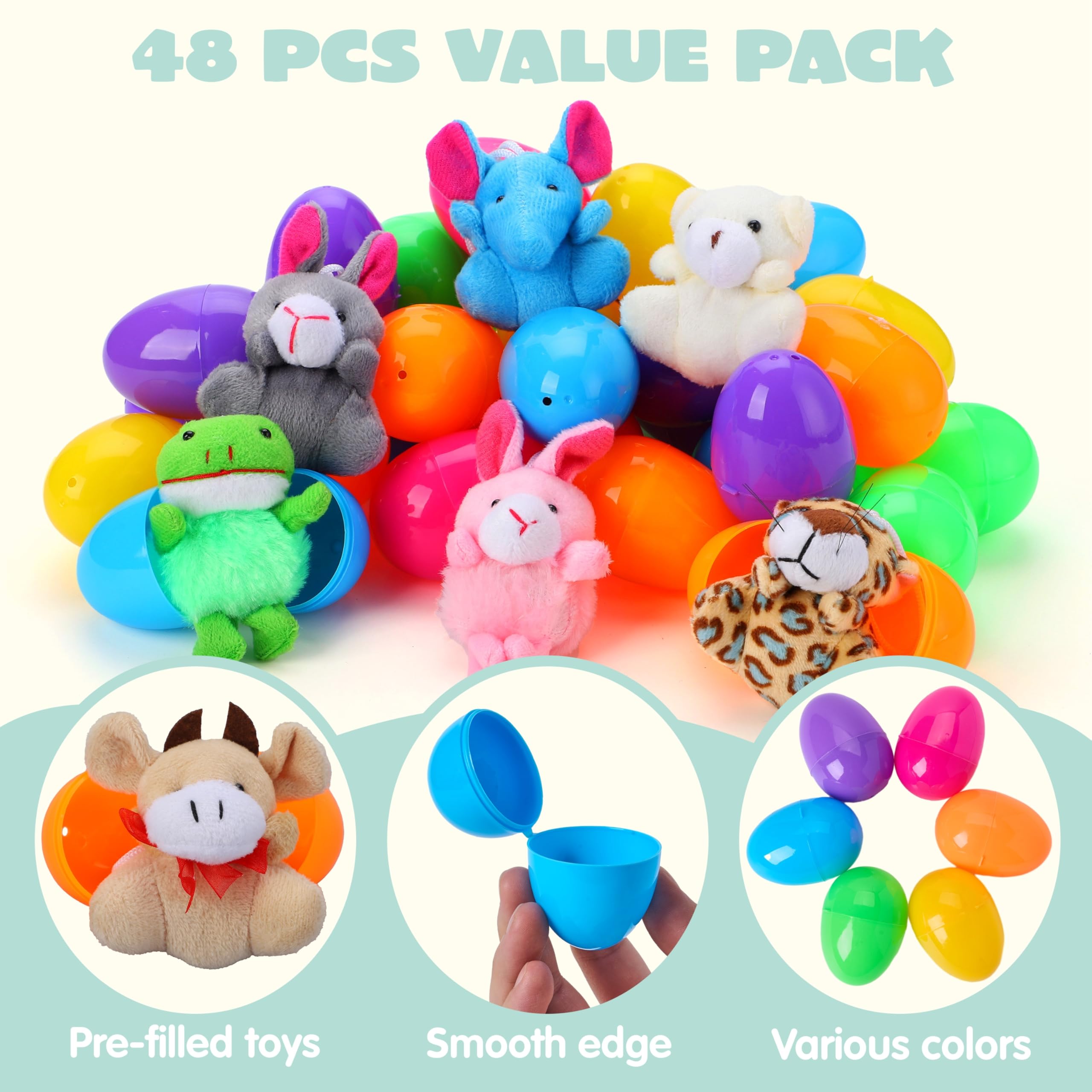Foto 7 pulgar | Huevos De Pascua Rellenos Con Juguetes De Animales De Peluche, 48 Piezas Joyin - Venta Internacional.