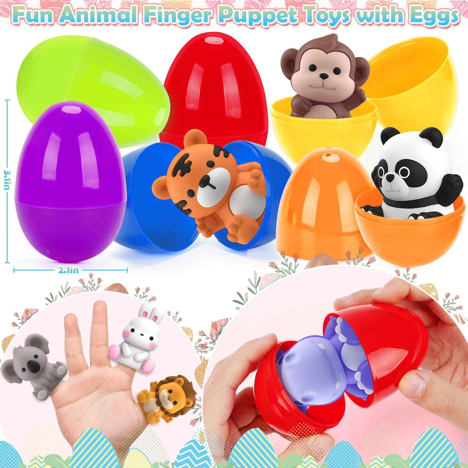 Foto 6 pulgar | Huevos De Pascua Con Marionetas De Animales Para Niños, Paquete De 12 - Venta Internacional.