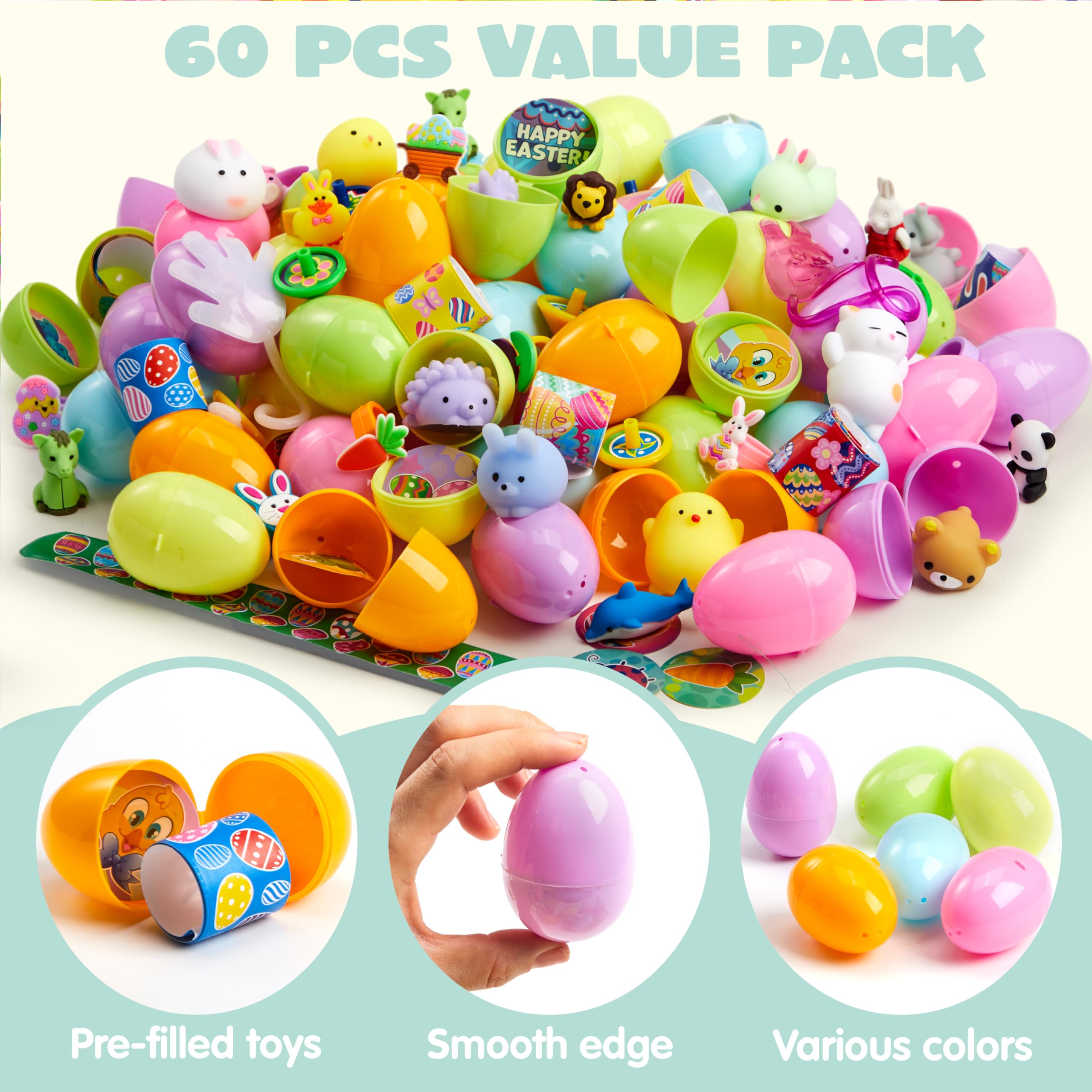 Foto 4 pulgar | Huevos De Pascua Precargados Joyin, 60 Unidades, Con Varios Juguetes - Venta Internacional.