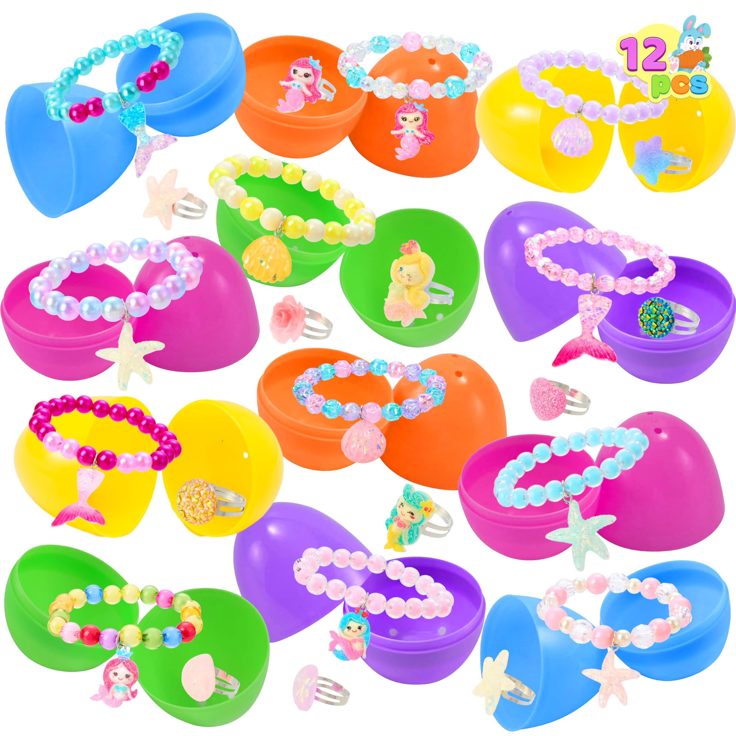 Huevos De Pascua Prellenados Joyin, Paquete De 12, Con Pulseras Y Anillos - Venta Internacional.