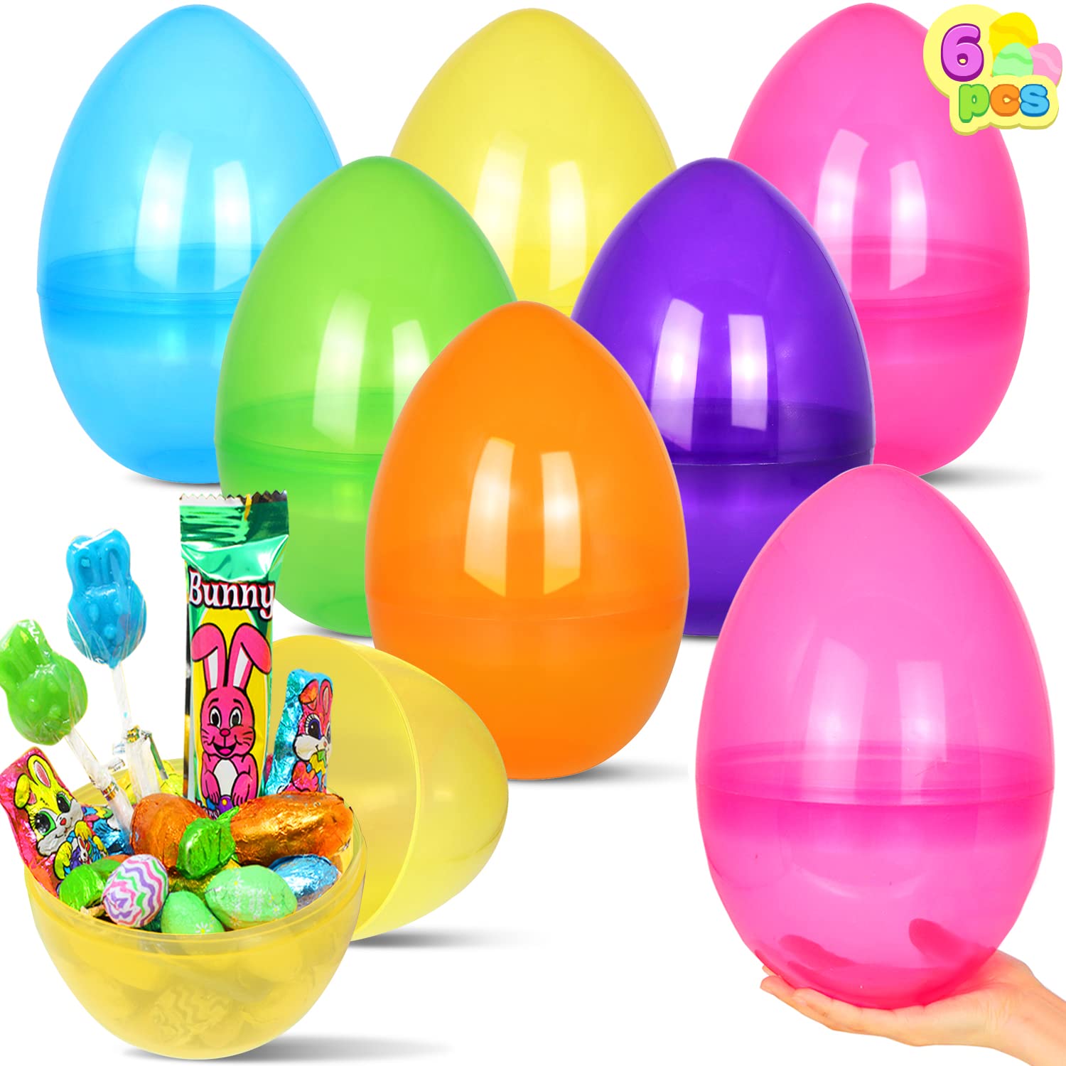 Foto 2 pulgar | Huevos De Pascua Joyin 10 Gigantes De Plástico Transparente Rellenables, 6 Unidades - Venta Internacional.