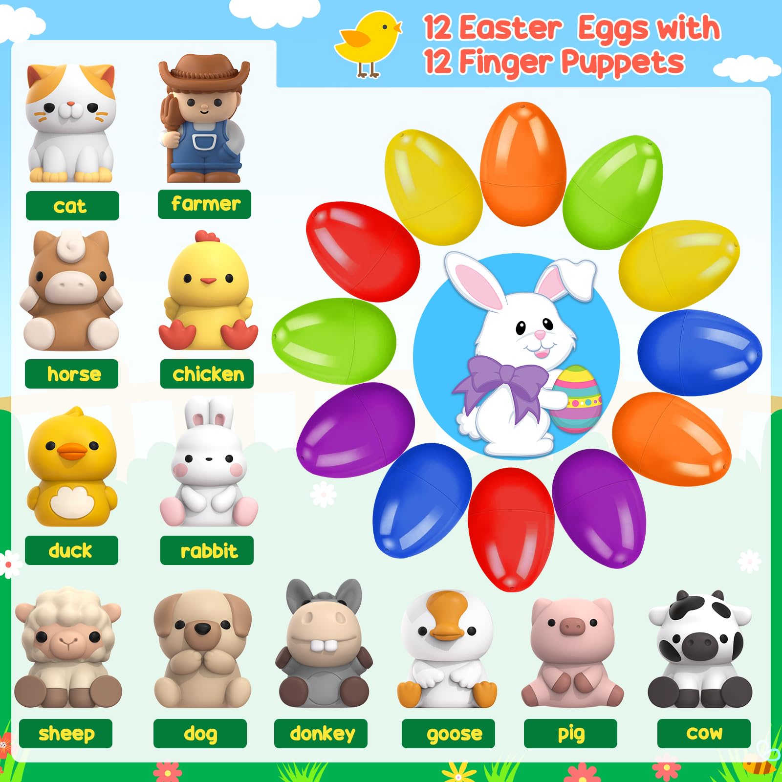 Foto 4 pulgar | Huevos De Pascua Con Marionetas Aurotops Para Niños, 12 Unidades - Venta Internacional.