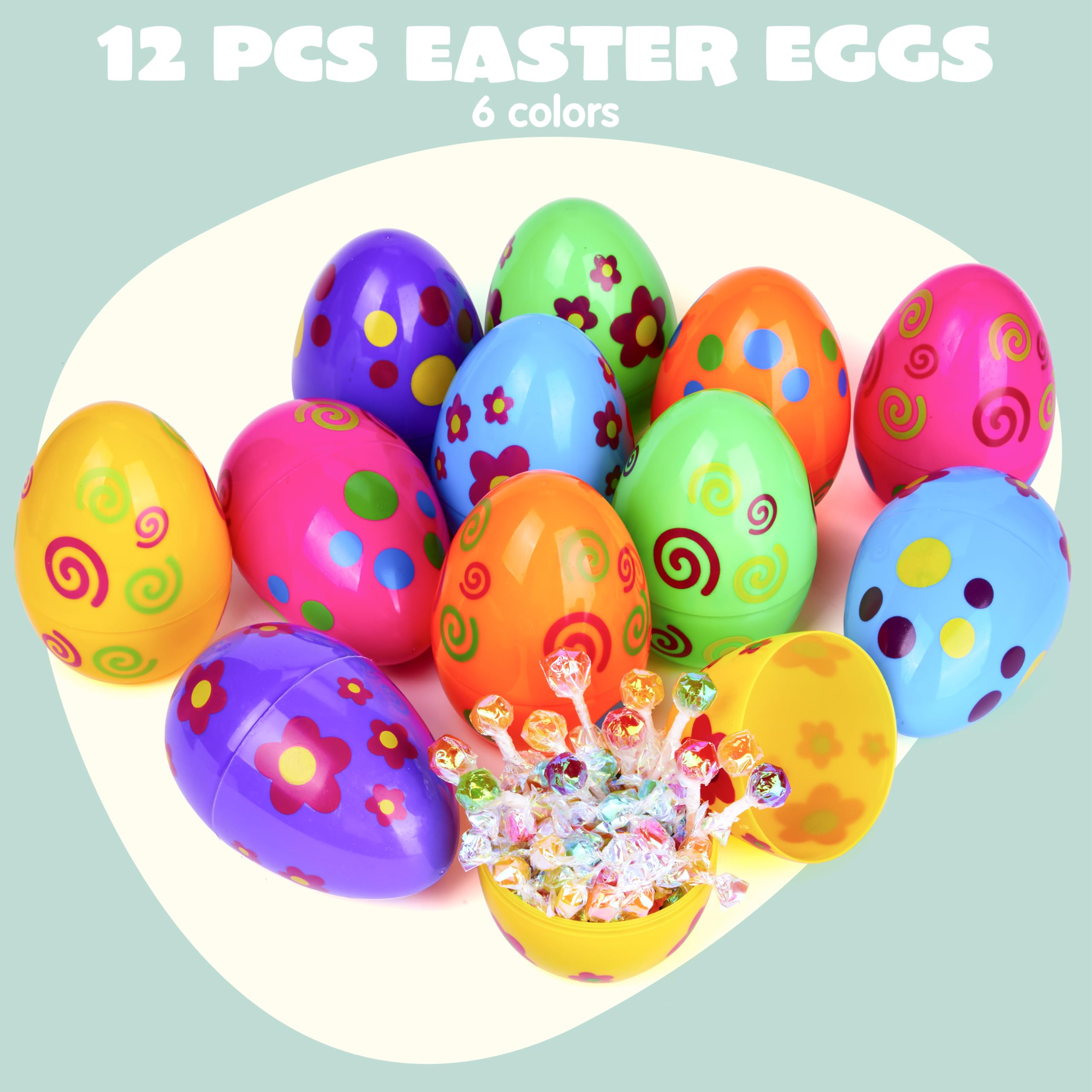 Foto 3 pulgar | Huevos De Pascua Con Estampado Joyin De Plástico Gigante De 6 Pulgadas, 12 Unidades - Venta Internacional.