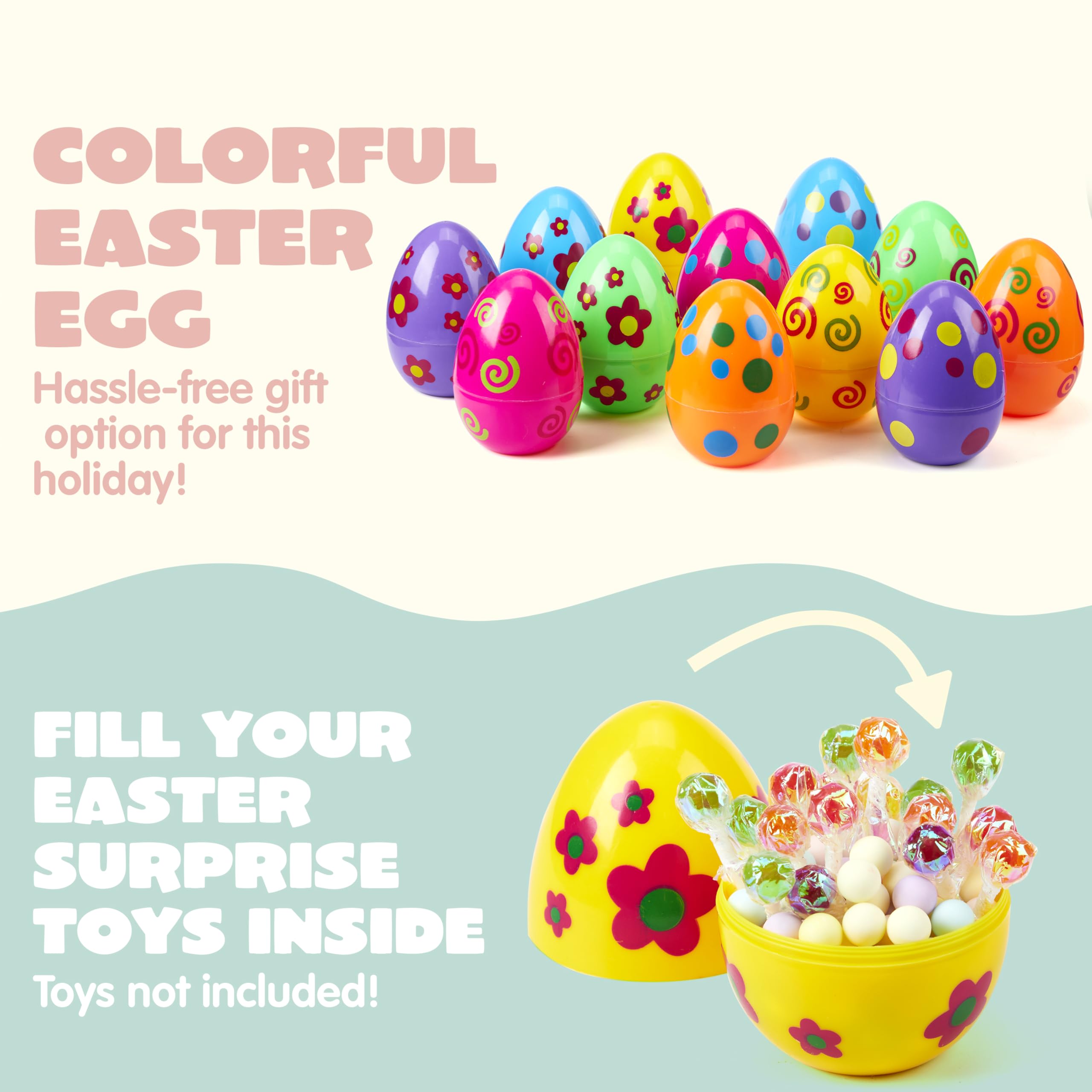 Foto 5 pulgar | Huevos De Pascua Con Estampado Joyin De Plástico Gigante De 6 Pulgadas, 12 Unidades - Venta Internacional.