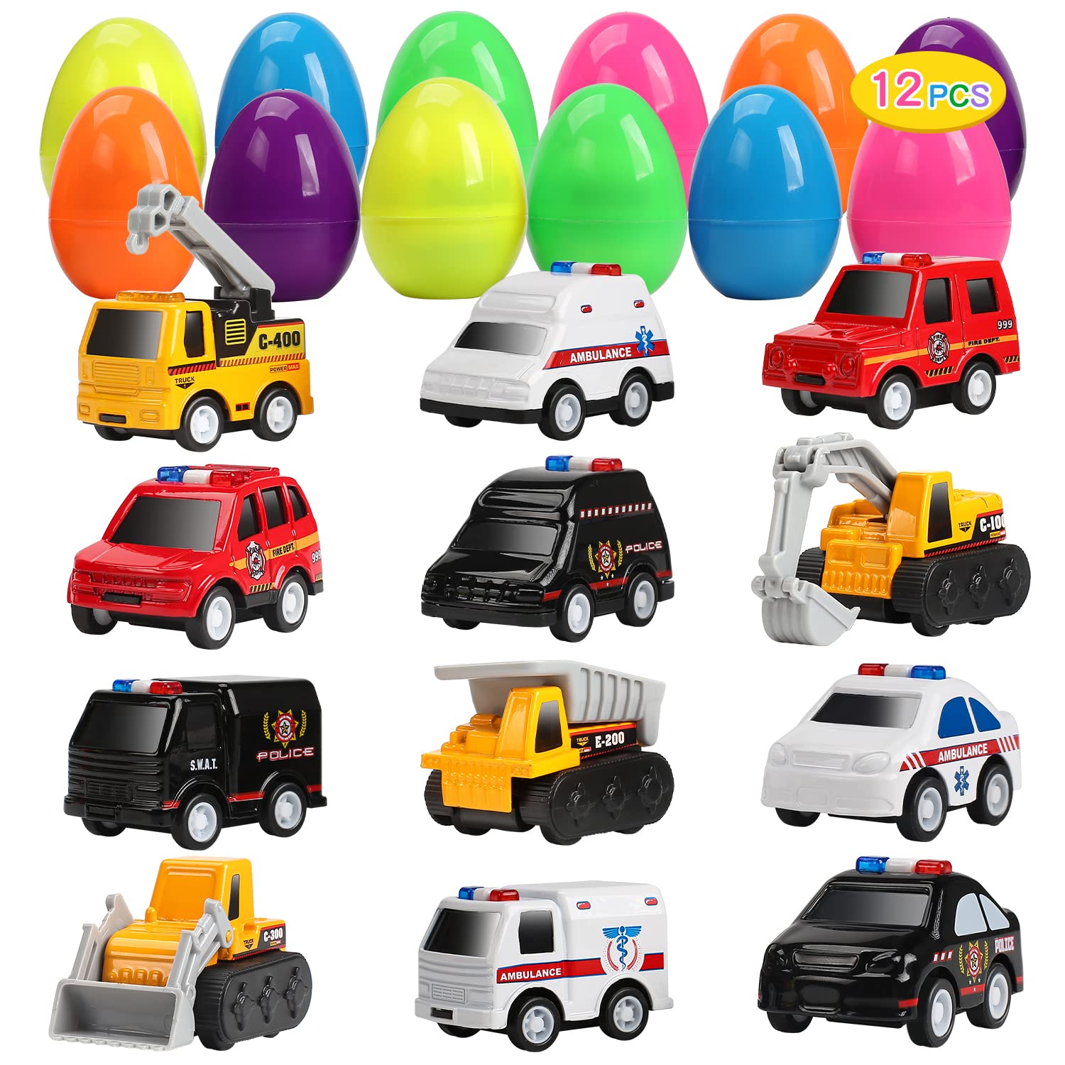 Huevos De Pascua Rellenos Con Coches Retráctiles De Aleación, Paquete De 12 Unidades, Bonitas Piedras - Venta Inte