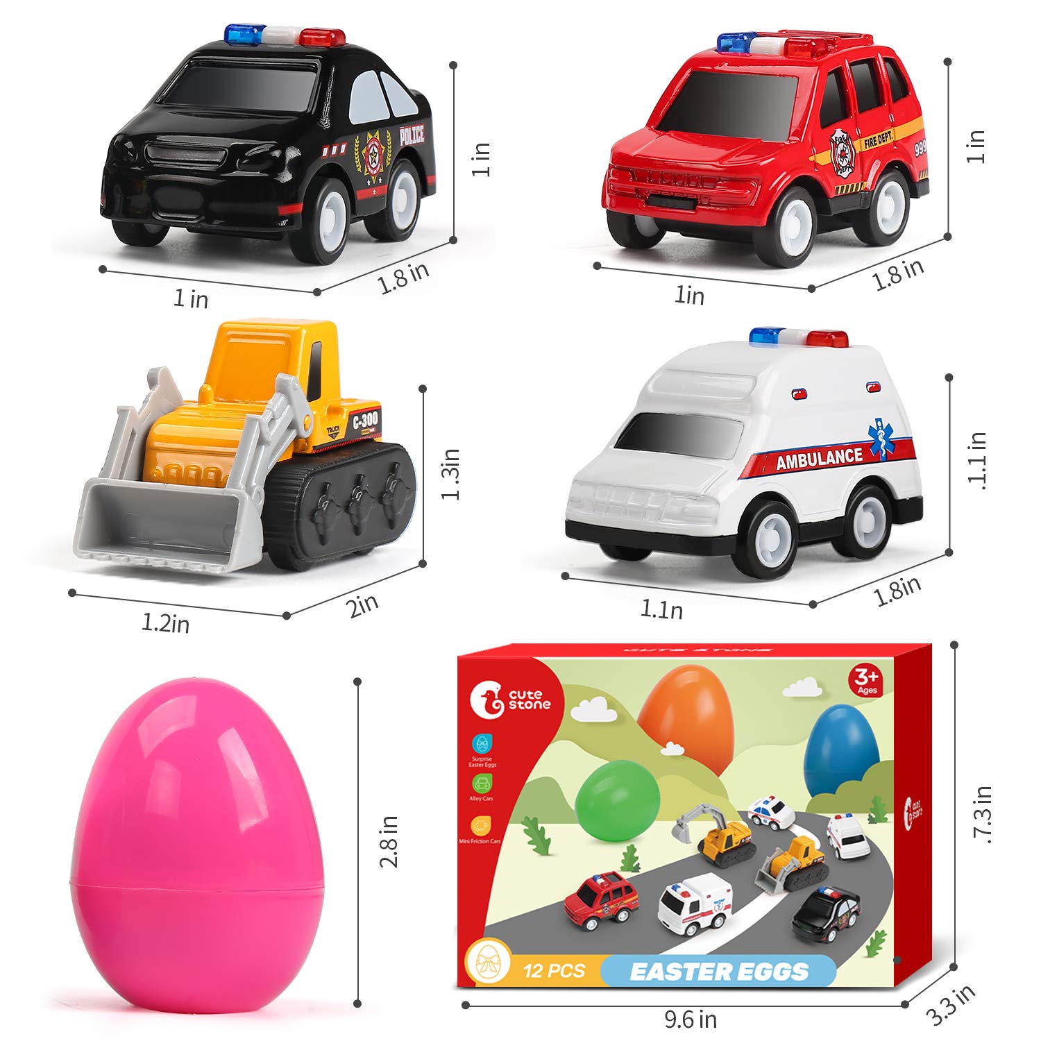 Foto 5 pulgar | Huevos De Pascua Rellenos Con Coches Retráctiles De Aleación, Paquete De 12 Unidades, Bonitas Piedras - Venta Inte