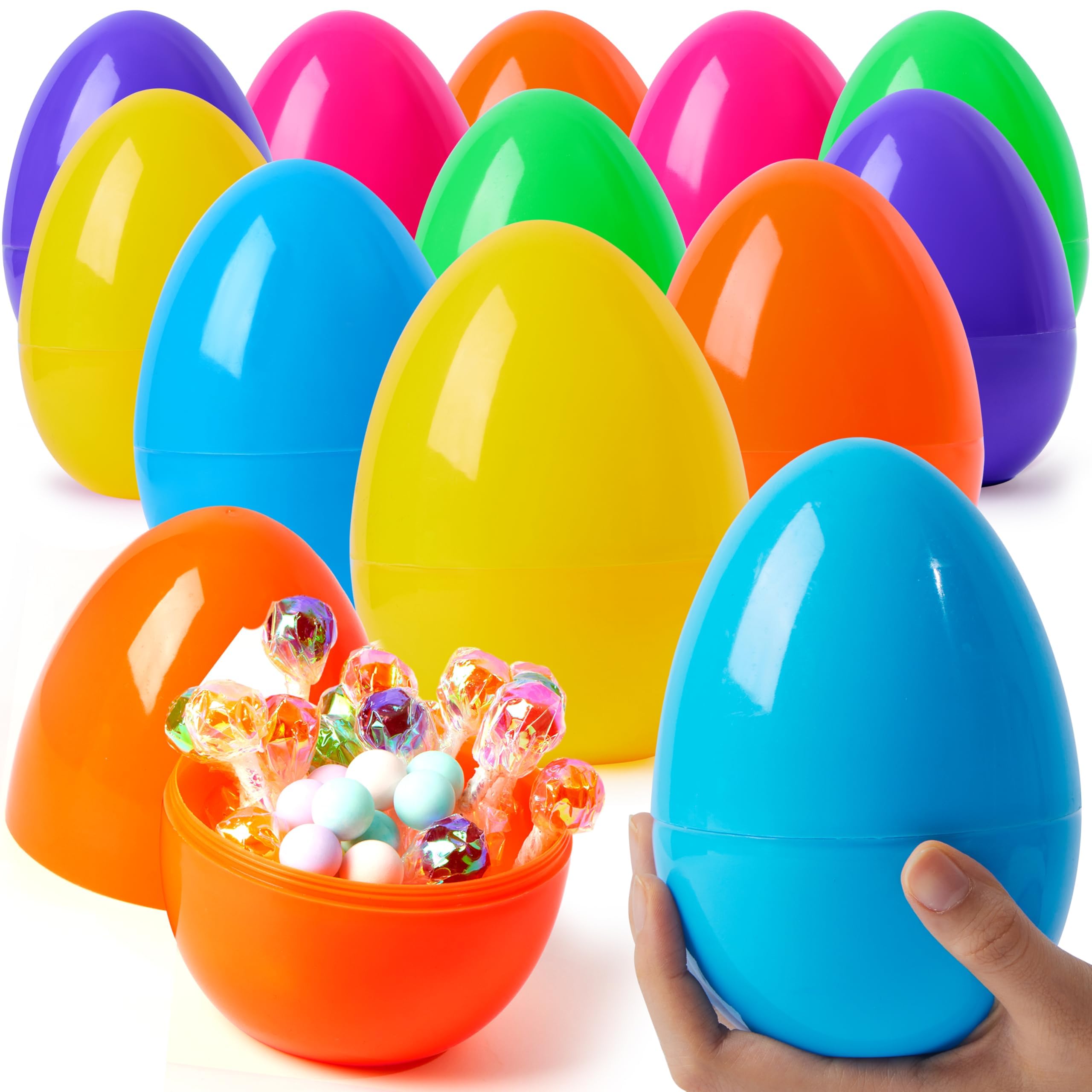 Huevos De Pascua De Plástico Joyin, 24 Unidades, Coloridos, Gigantes, 15 Cm, Rellenables - Venta Internacional.