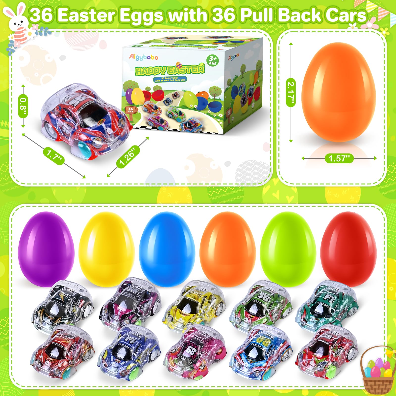 Foto 3 pulgar | Huevos De Pascua Con Minicoches Retráctiles, Paquete De 36 Para Niños - Venta Internacional.