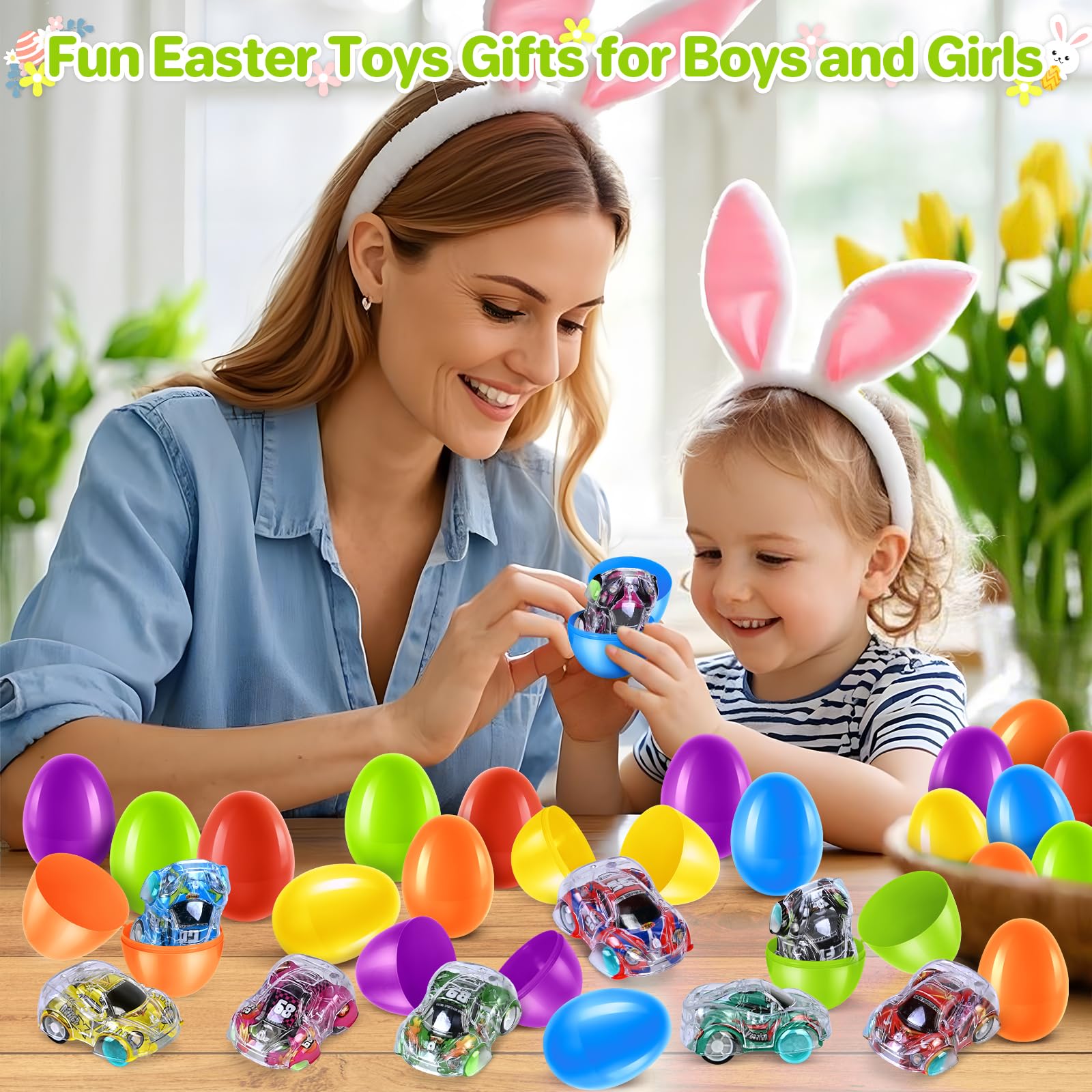 Foto 8 pulgar | Huevos De Pascua Con Minicoches Retráctiles, Paquete De 36 Para Niños - Venta Internacional.