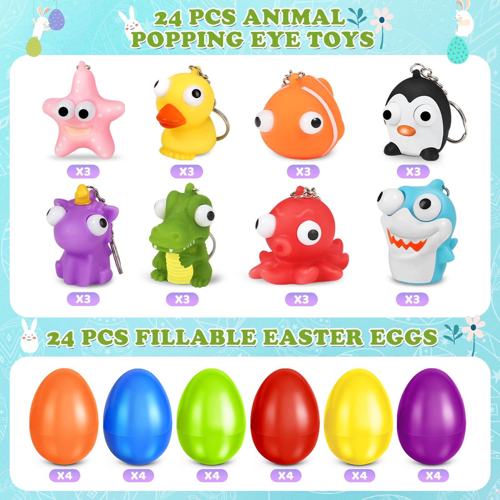 Foto 4 pulgar | Huevos De Pascua Rellenos De Letapapa Con Juguetes De Animales Blandos, 24 Unidades - Venta Internacional.