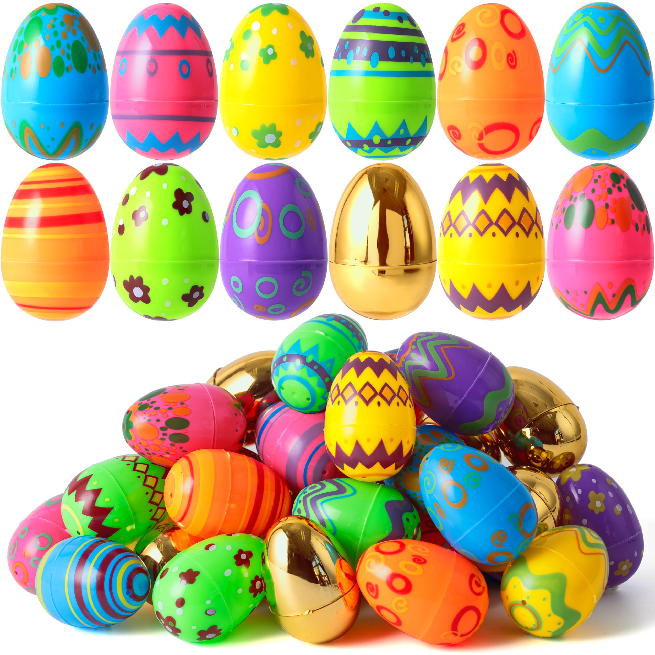 Huevos De Pascua De Plástico Joyin, 64 Unidades, Coloridos, Con 8 Dorados - Venta Internacional.