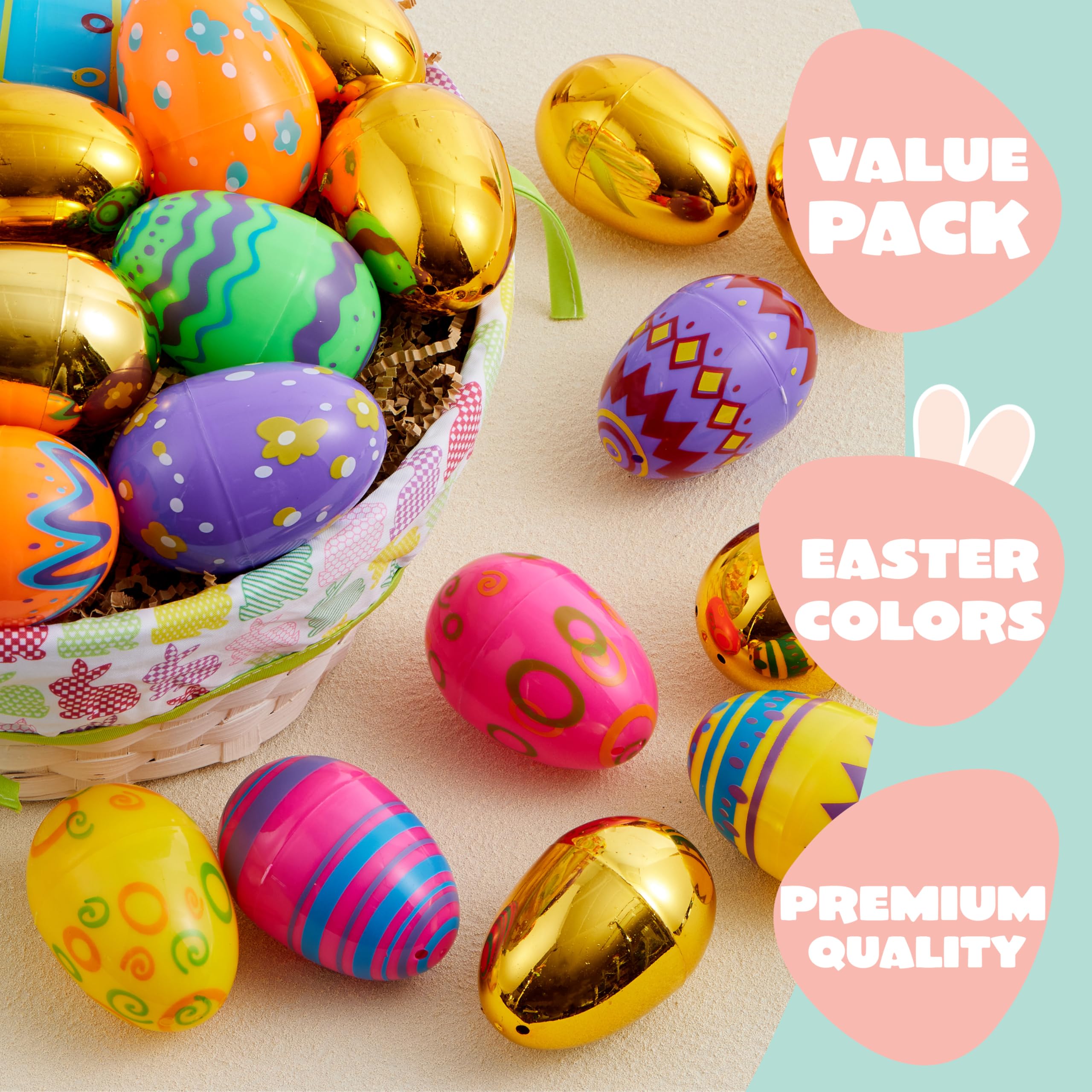 Foto 3 | Huevos De Pascua De Plástico Joyin, 64 Unidades, Coloridos, Con 8 Dorados - Venta Internacional.
