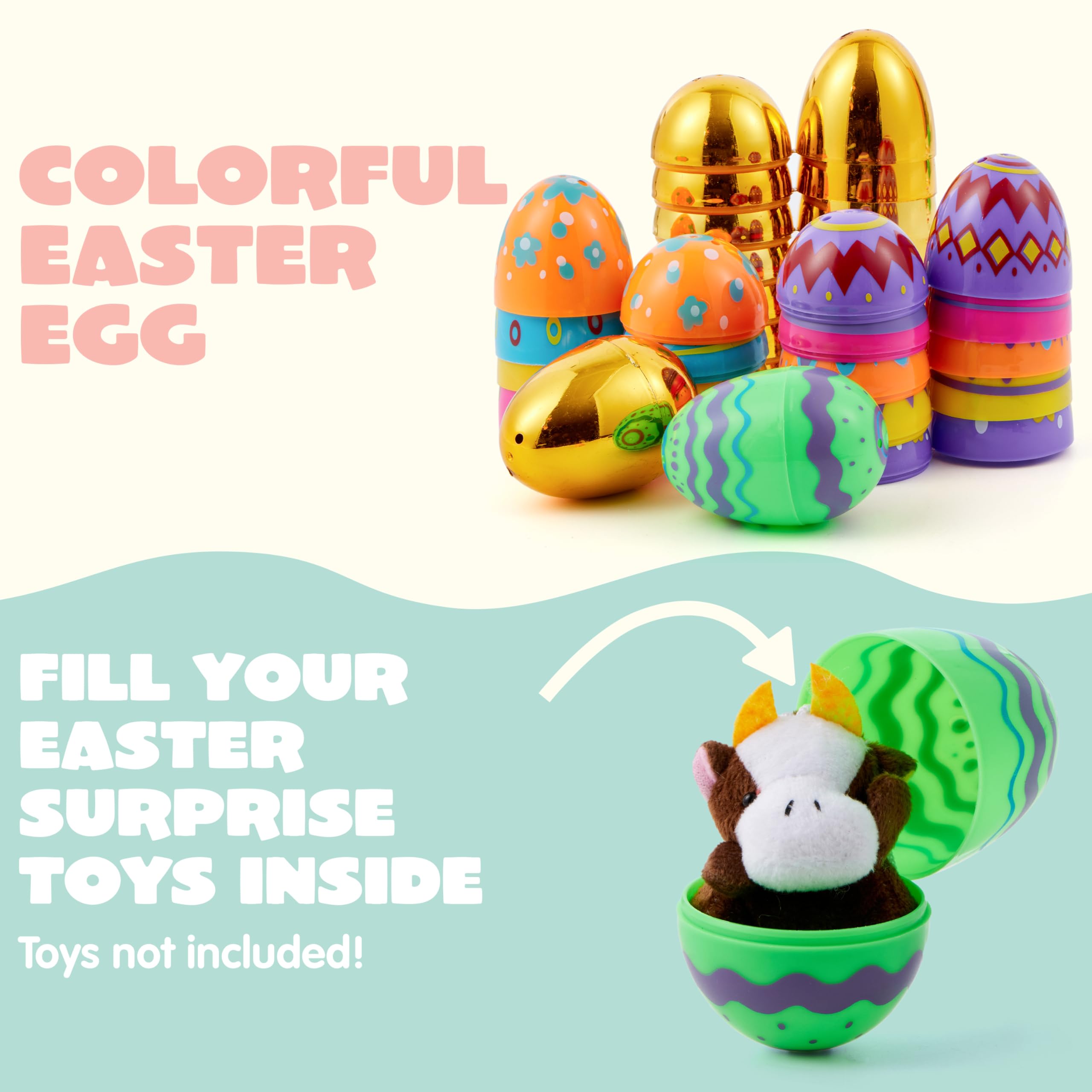 Foto 5 pulgar | Huevos De Pascua De Plástico Joyin, 64 Unidades, Coloridos, Con 8 Dorados - Venta Internacional.