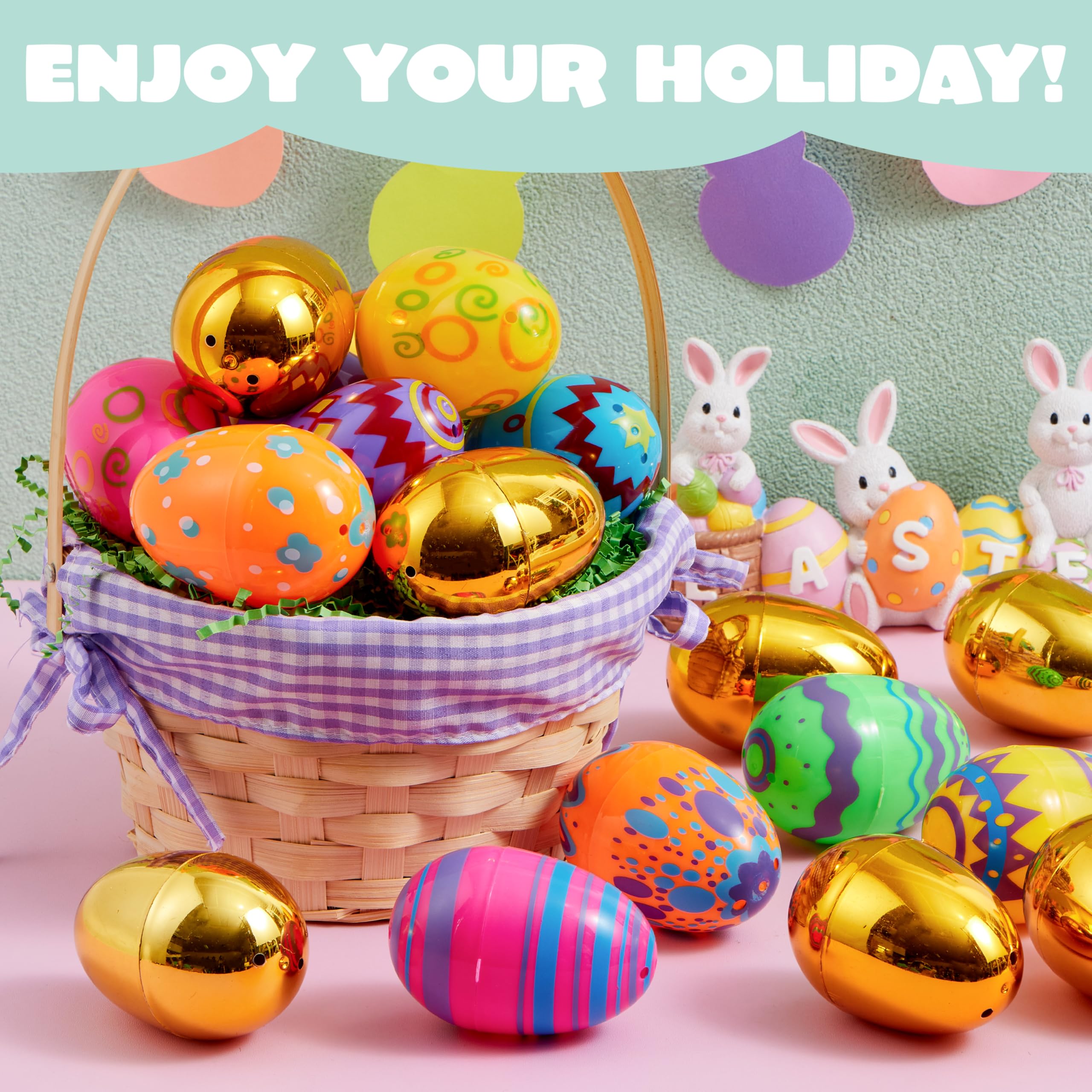 Foto 6 pulgar | Huevos De Pascua De Plástico Joyin, 64 Unidades, Coloridos, Con 8 Dorados - Venta Internacional.