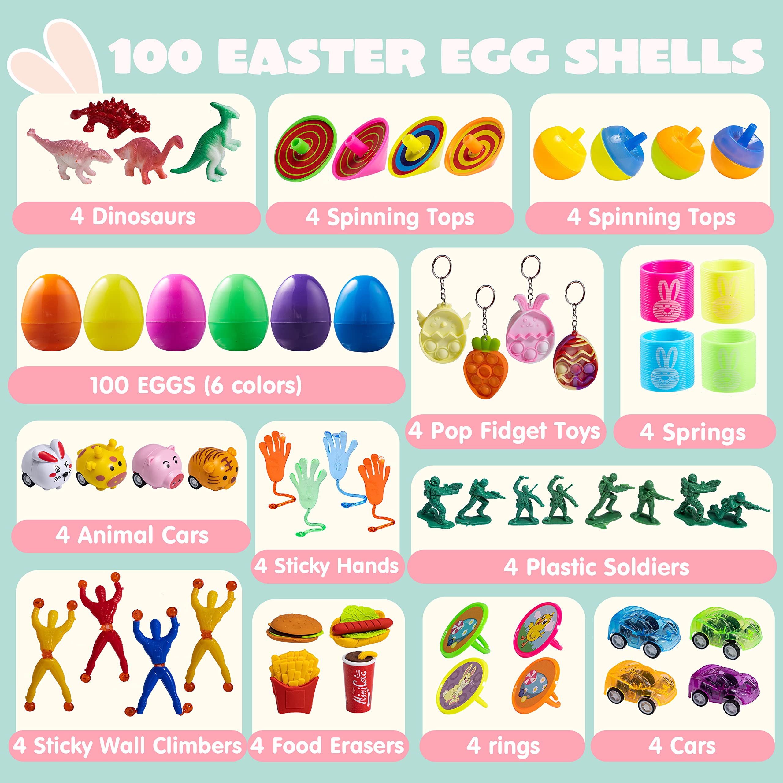 Foto 3 pulgar | Huevos De Pascua Precargados Joyin, 100 Unidades, Con Varios Juguetes Y Pegatinas - Venta Internacional.