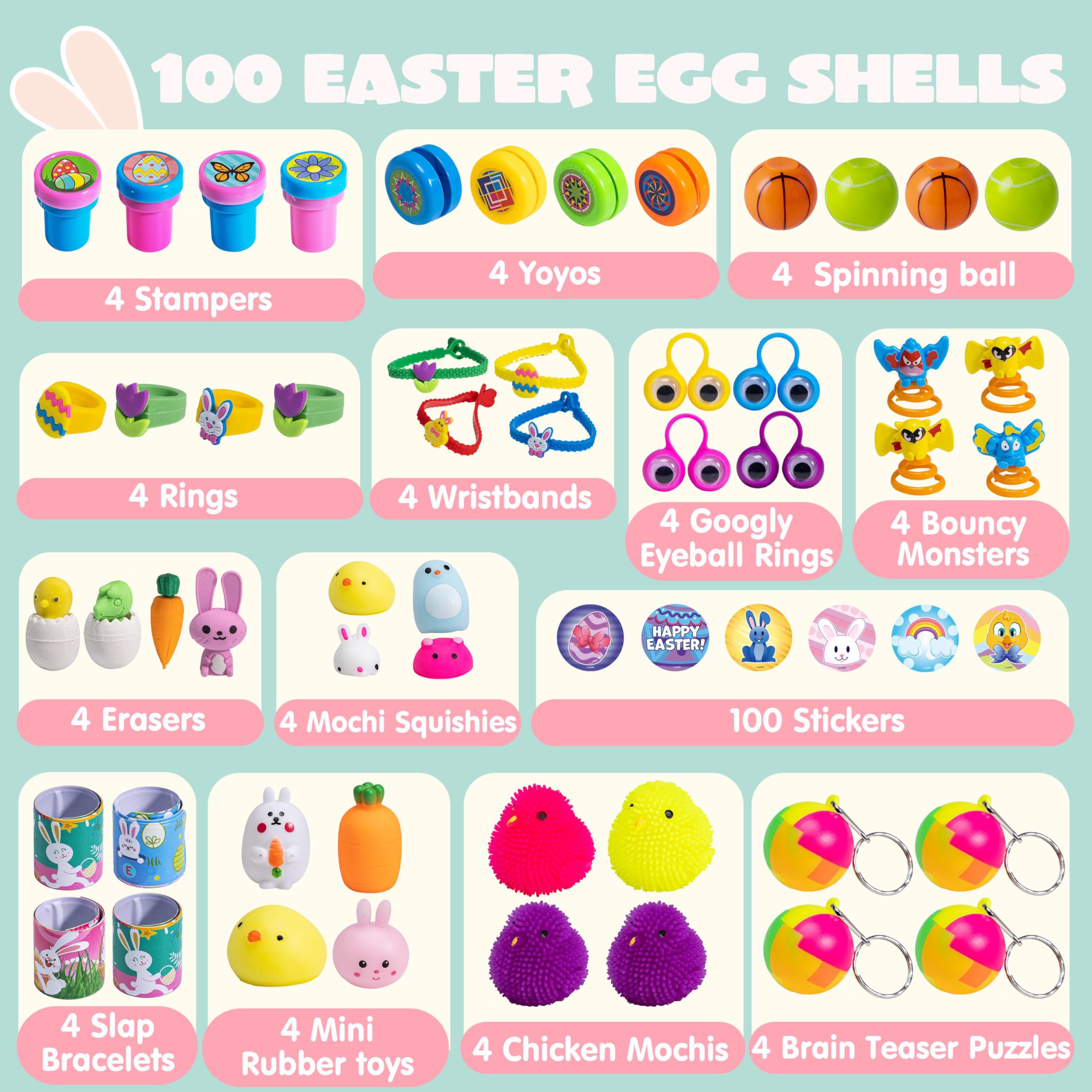 Foto 4 pulgar | Huevos De Pascua Precargados Joyin, 100 Unidades, Con Varios Juguetes Y Pegatinas - Venta Internacional.
