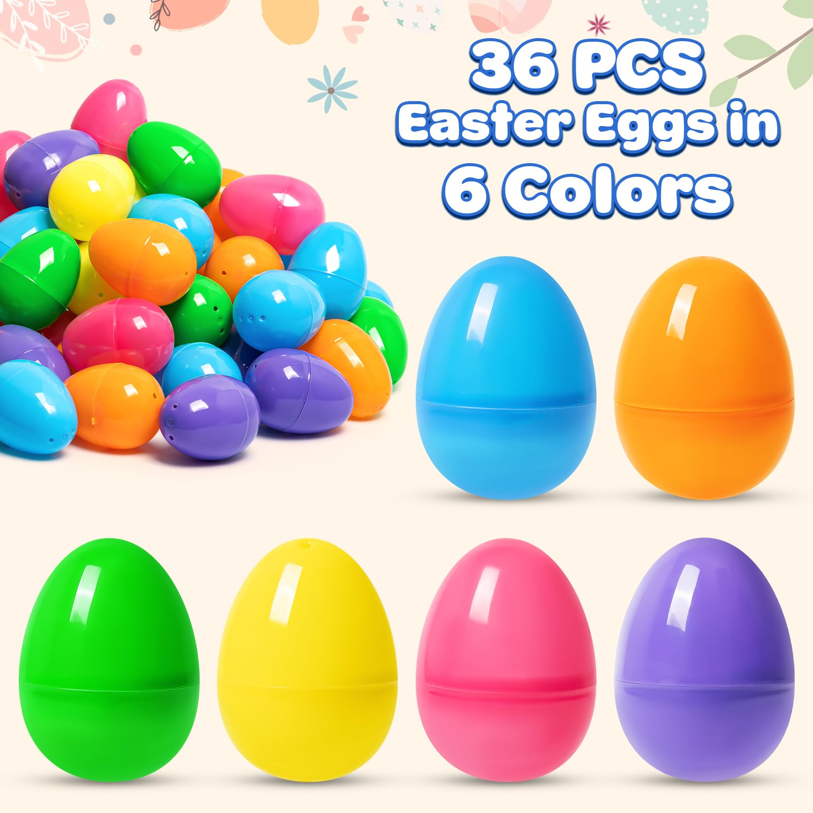 Foto 3 pulgar | Huevos De Pascua De Plástico V-opitos De 8 Cm, 36 Unidades, Rellenables A Granel Con Bisagra - Venta Internacional.