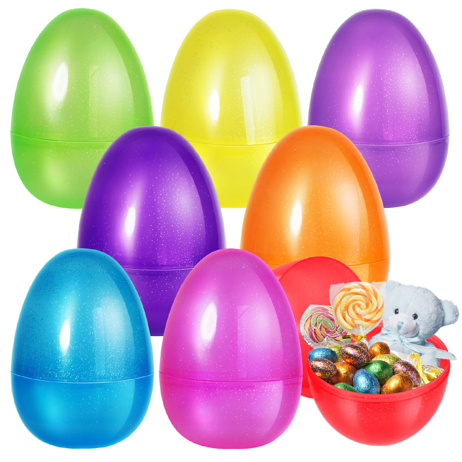 Huevos De Pascua Shemira, 8 Unidades, 25 Cm, Gigantes, De Plástico, Rellenables - Venta Internacional.