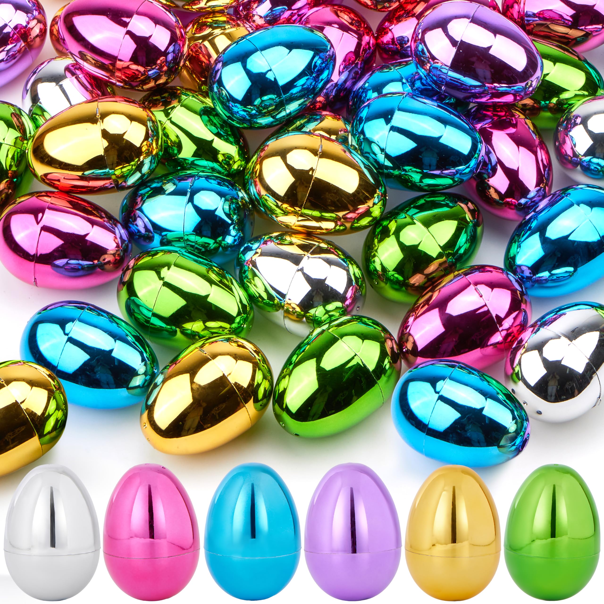 Foto 2 pulgar | Huevos De Pascua De Plástico Joyin, 48 Unidades, 8 Cm, Colores Metálicos - Venta Internacional.