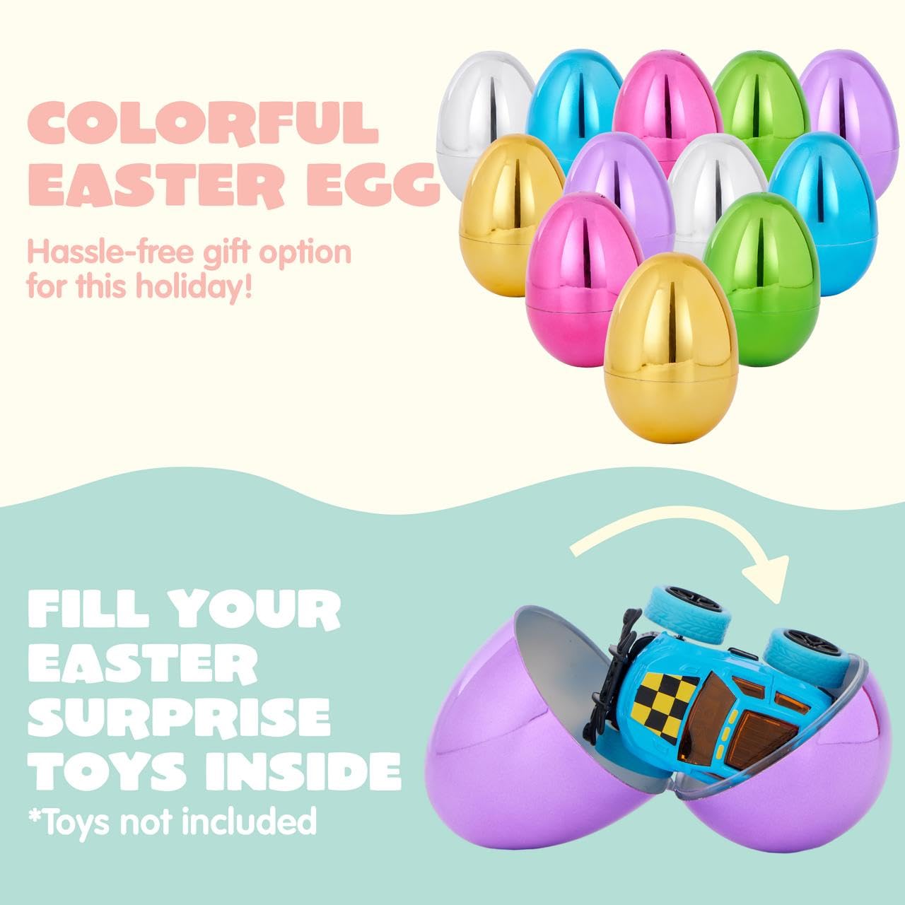 Foto 4 pulgar | Huevos De Pascua De Plástico Joyin, 48 Unidades, 8 Cm, Colores Metálicos - Venta Internacional.