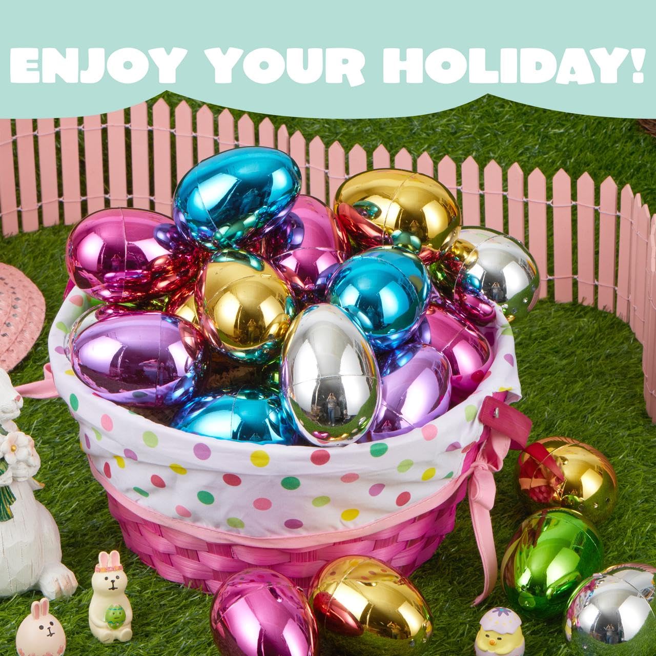 Foto 5 pulgar | Huevos De Pascua De Plástico Joyin, 48 Unidades, 8 Cm, Colores Metálicos - Venta Internacional.
