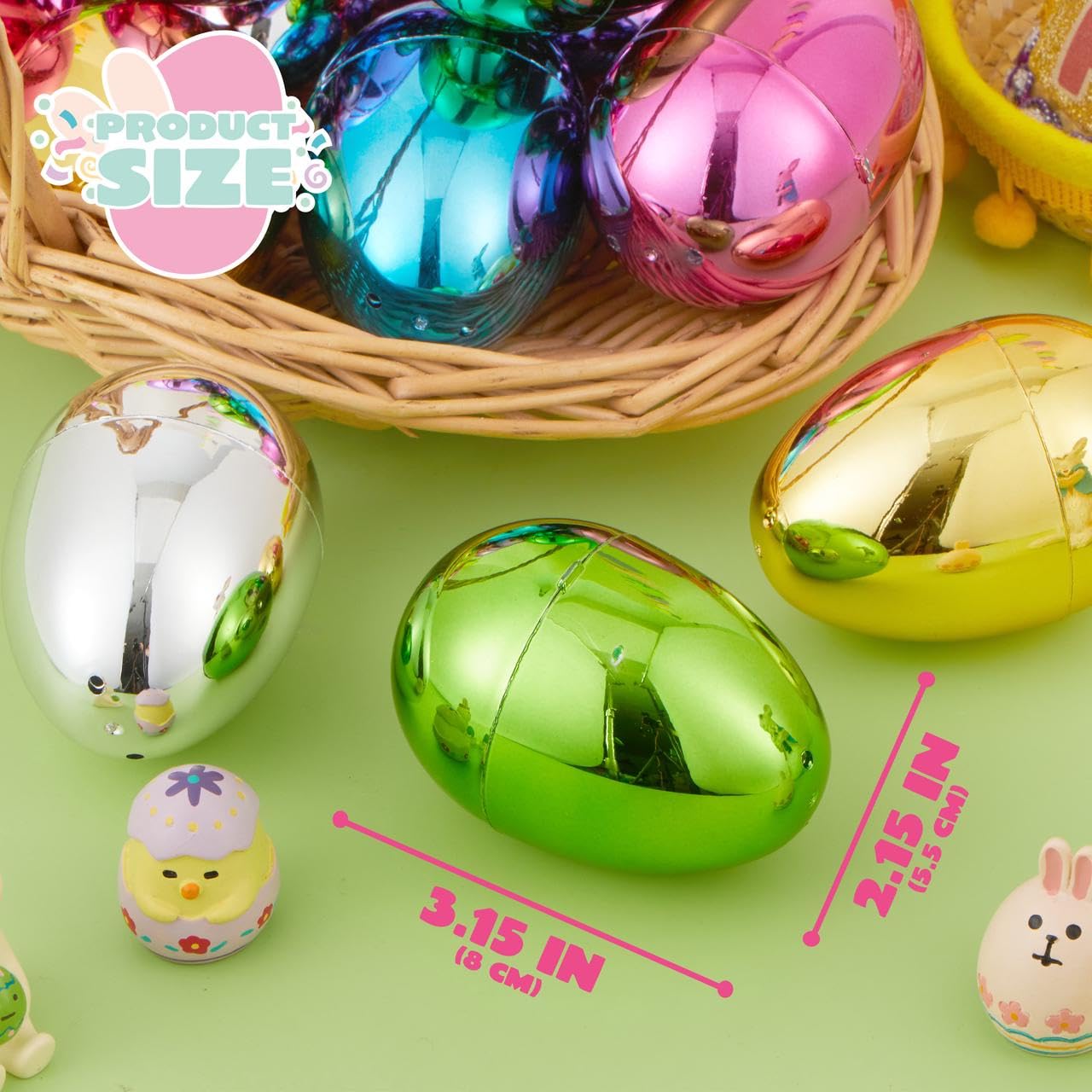 Foto 6 pulgar | Huevos De Pascua De Plástico Joyin, 48 Unidades, 8 Cm, Colores Metálicos - Venta Internacional.