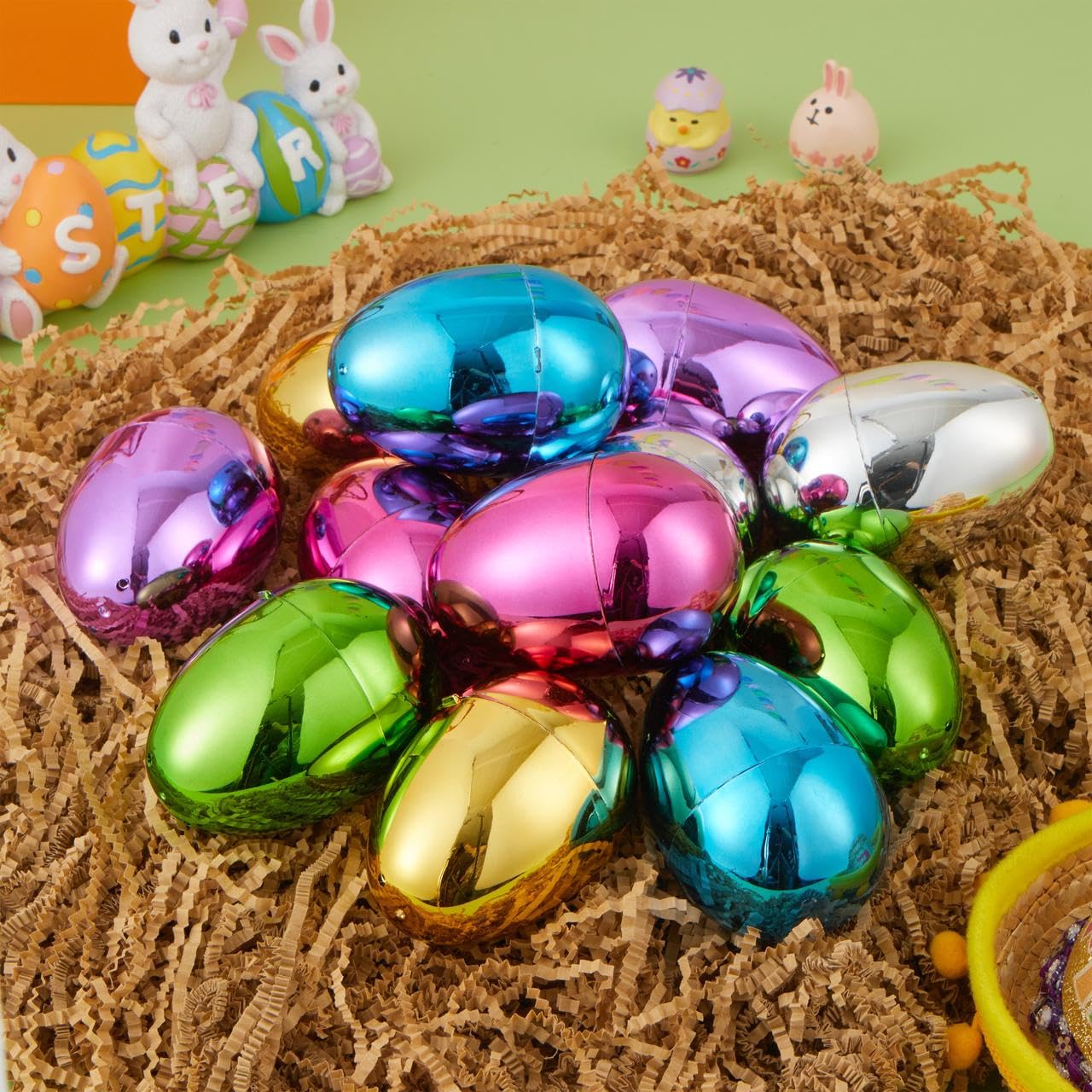 Foto 7 pulgar | Huevos De Pascua De Plástico Joyin, 48 Unidades, 8 Cm, Colores Metálicos - Venta Internacional.