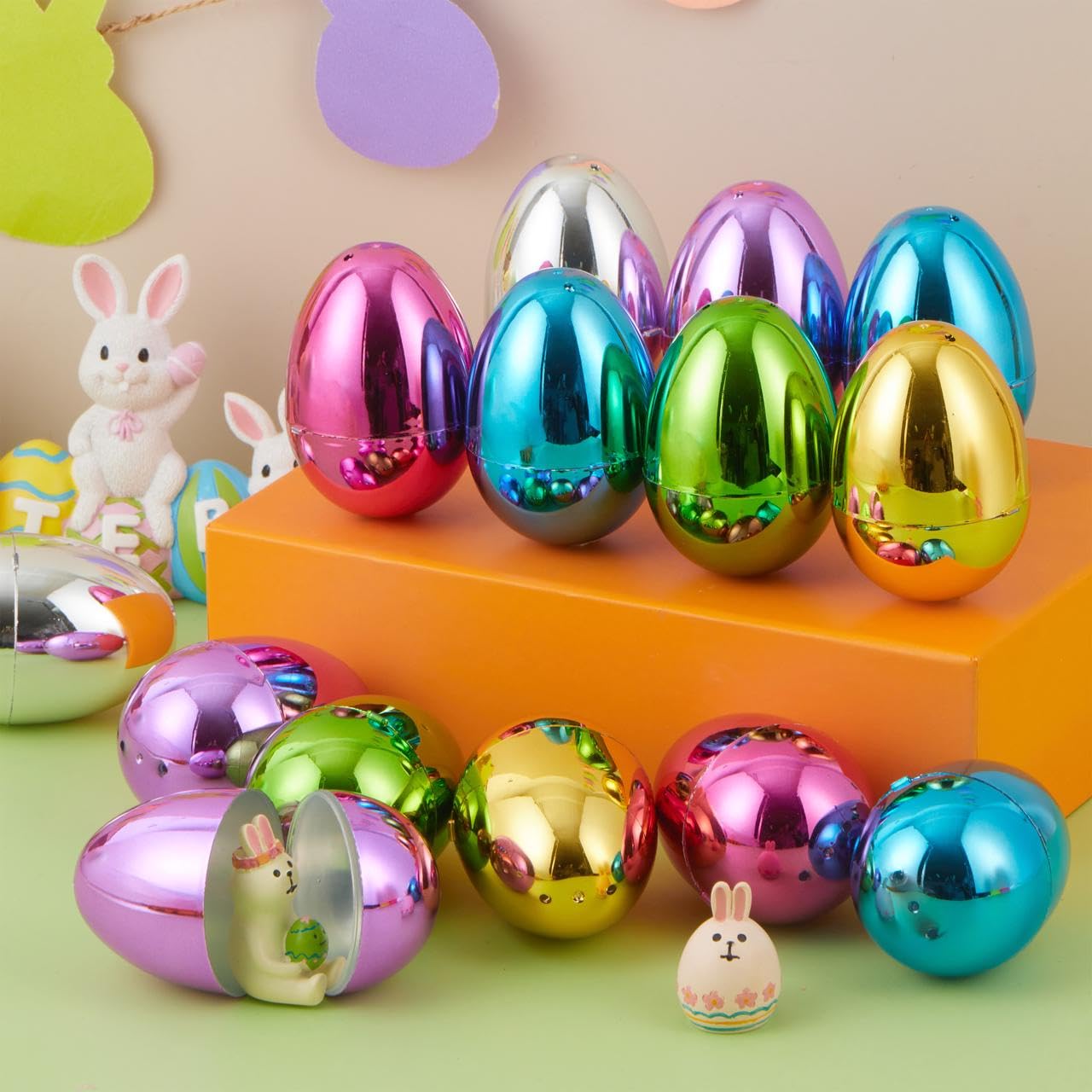 Foto 8 pulgar | Huevos De Pascua De Plástico Joyin, 48 Unidades, 8 Cm, Colores Metálicos - Venta Internacional.