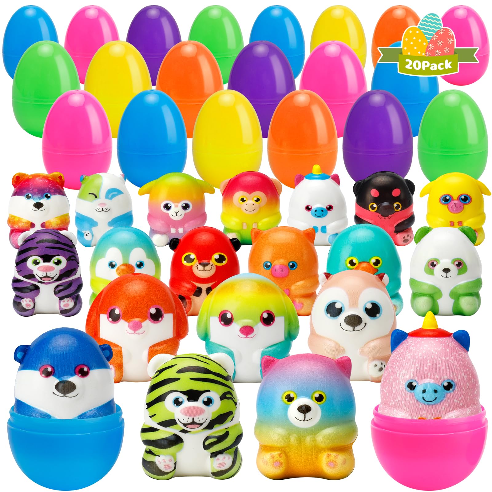 Paquete De 20 Huevos De Pascua Precargados Con Juguetes De Animales Blandos - Venta Internacional.