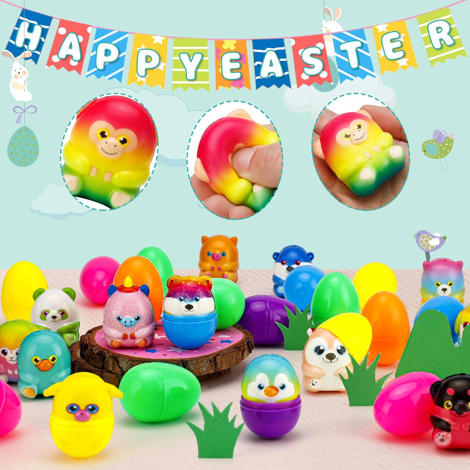 Foto 3 pulgar | Paquete De 20 Huevos De Pascua Precargados Con Juguetes De Animales Blandos - Venta Internacional.