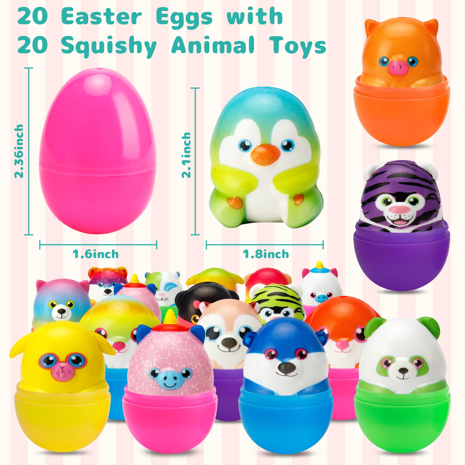 Foto 4 pulgar | Paquete De 20 Huevos De Pascua Precargados Con Juguetes De Animales Blandos - Venta Internacional.