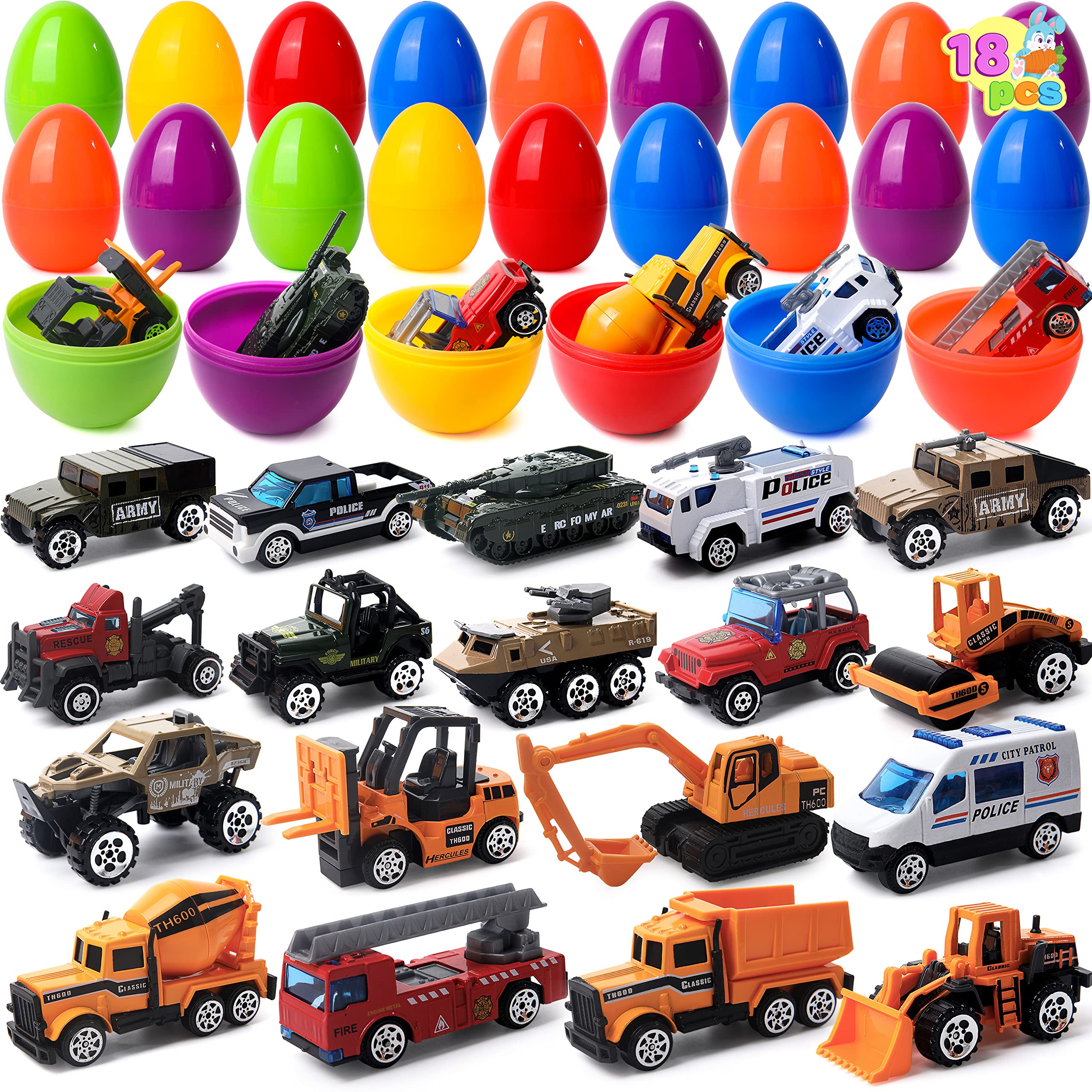 Huevos De Pascua Gigantes Rellenos Con Vehículos Fundidos Joyin, 18 Unidades - Venta Internacional.