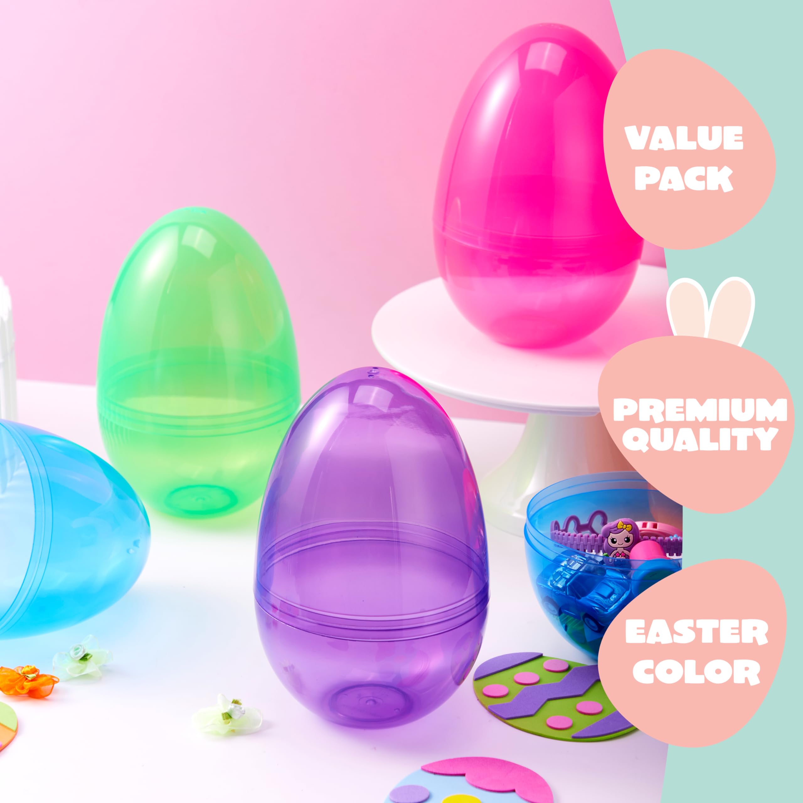 Foto 4 pulgar | Huevos De Pascua Gigantes De Plástico Joyin De 7 Pulgadas, 6 Unidades, Colores Transparentes - Venta Internacional.