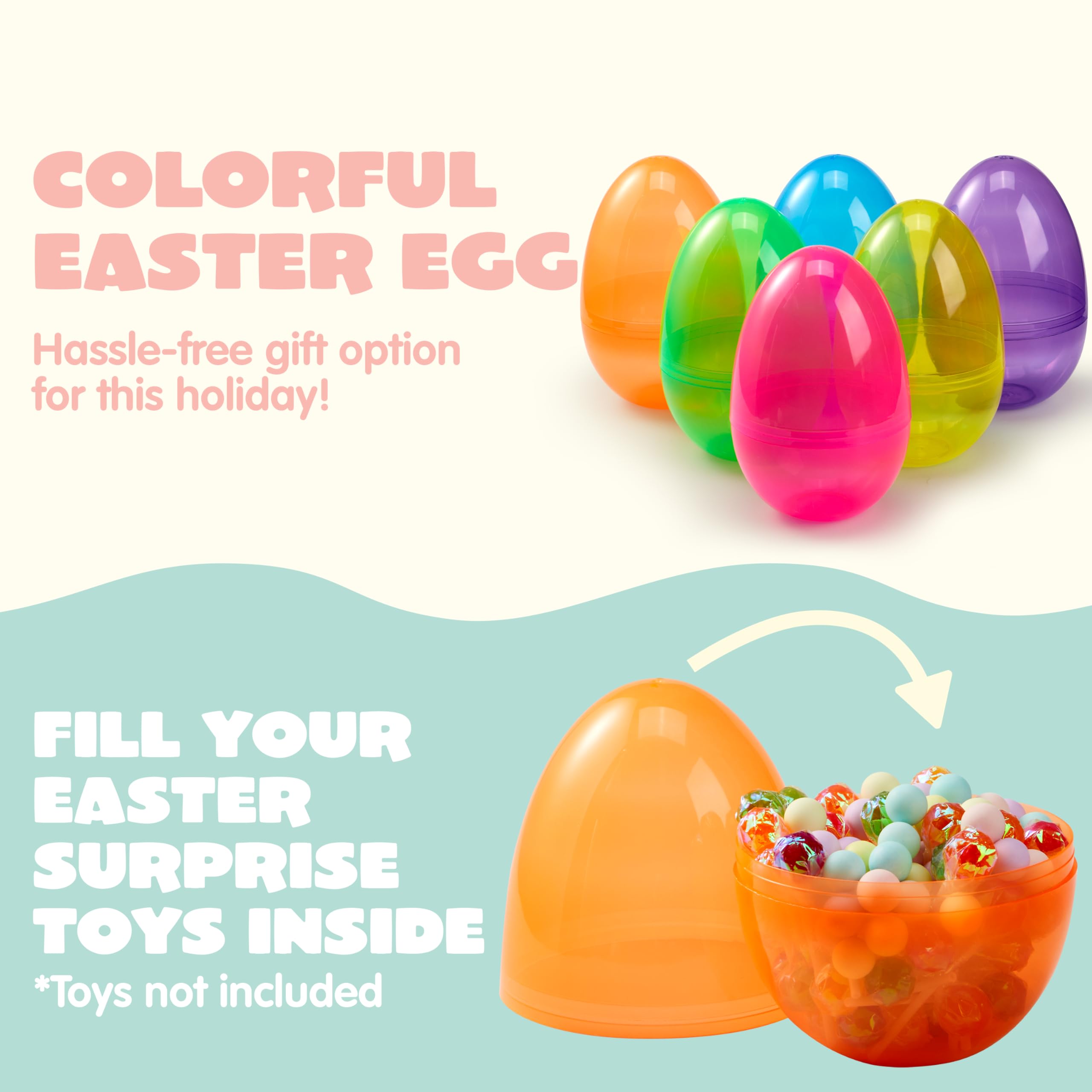 Foto 5 pulgar | Huevos De Pascua Gigantes De Plástico Joyin De 7 Pulgadas, 6 Unidades, Colores Transparentes - Venta Internacional.
