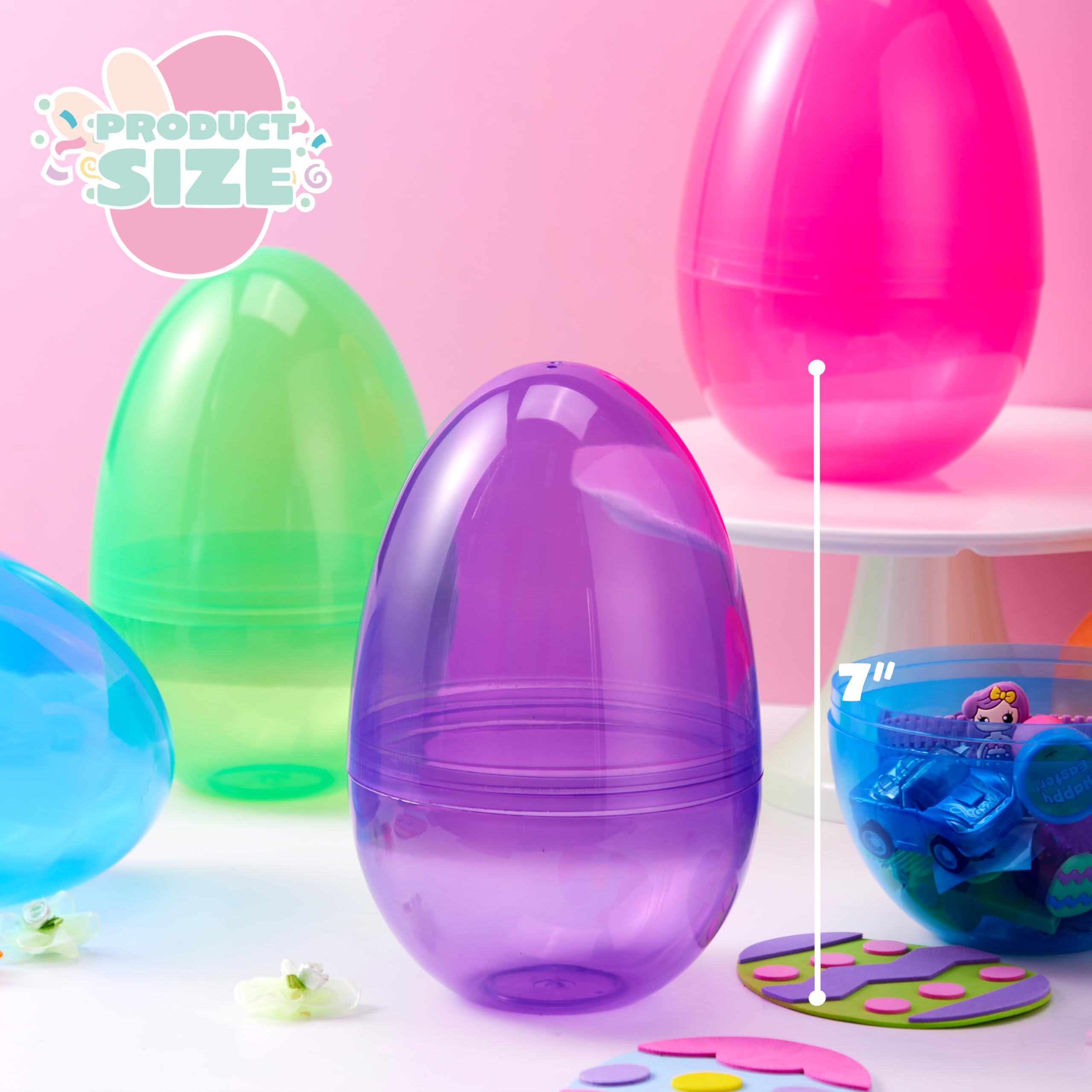Foto 7 pulgar | Huevos De Pascua Gigantes De Plástico Joyin De 7 Pulgadas, 6 Unidades, Colores Transparentes - Venta Internacional.