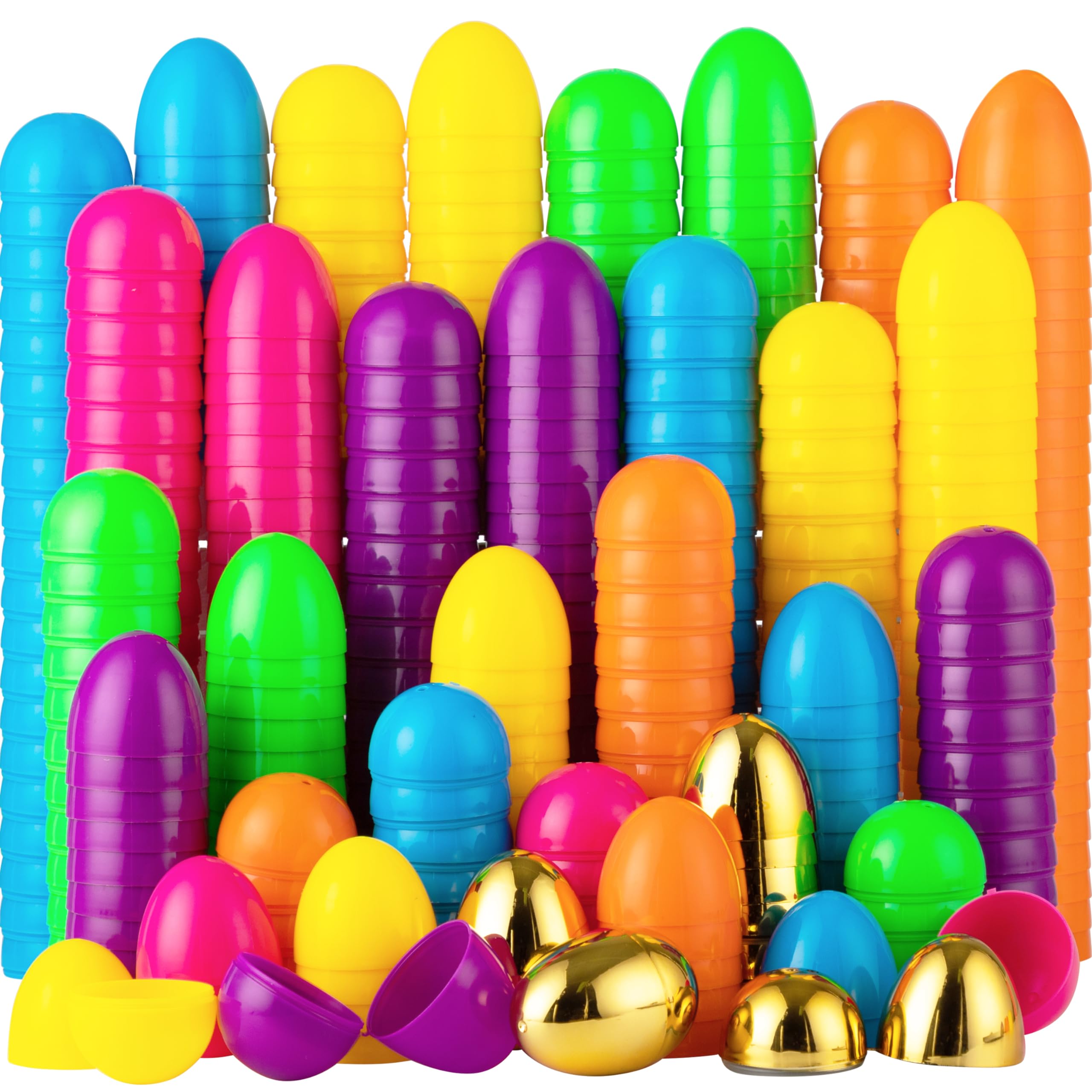 Huevos De Pascua Joyin, 300 Unidades, De Plástico, Coloridos, Con 6 Huevos Dorados - Venta Internacional.