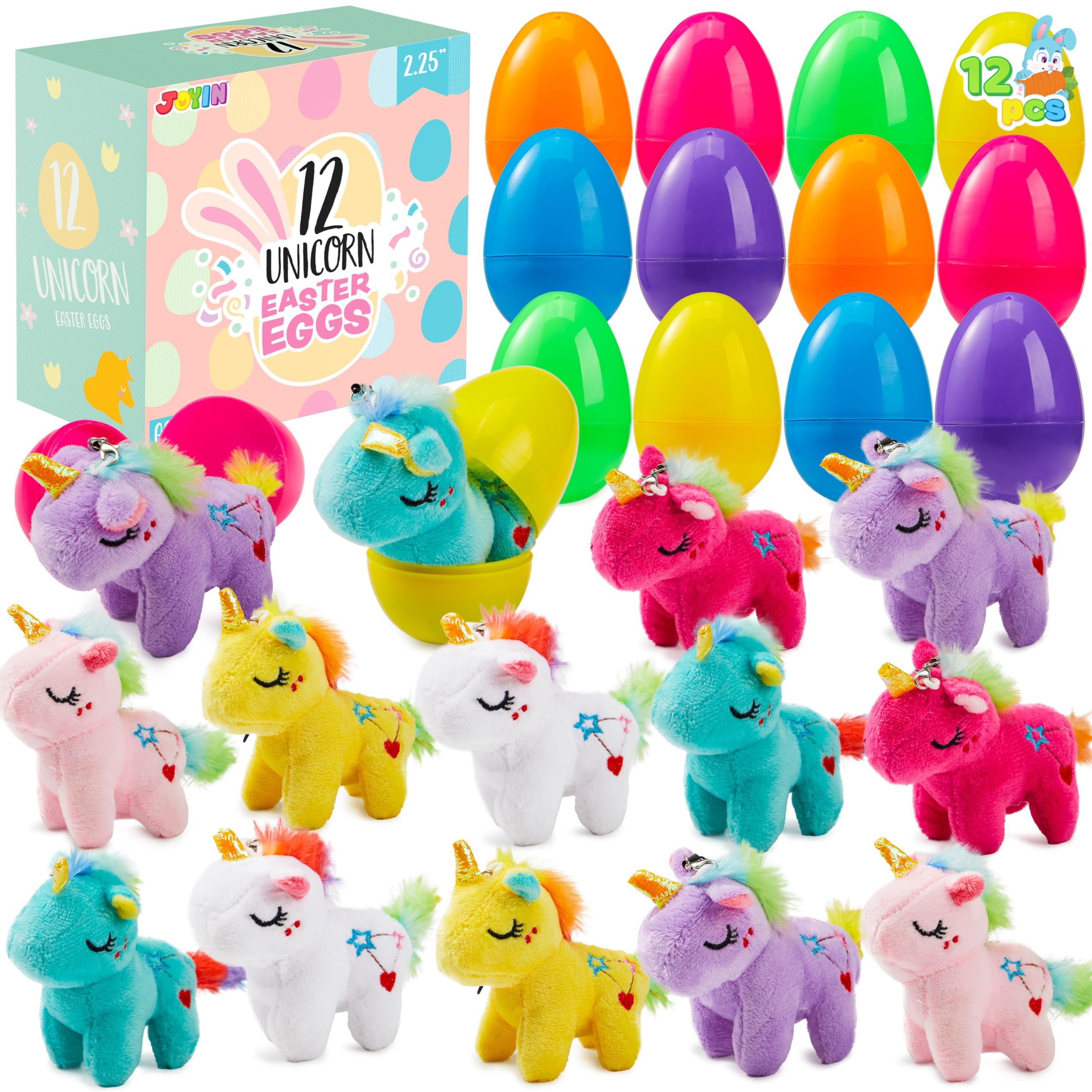 Huevos De Pascua Rellenos De Joyin Con Unicornio De Peluche Para Niños, 12 Unidades - Venta Internacional.
