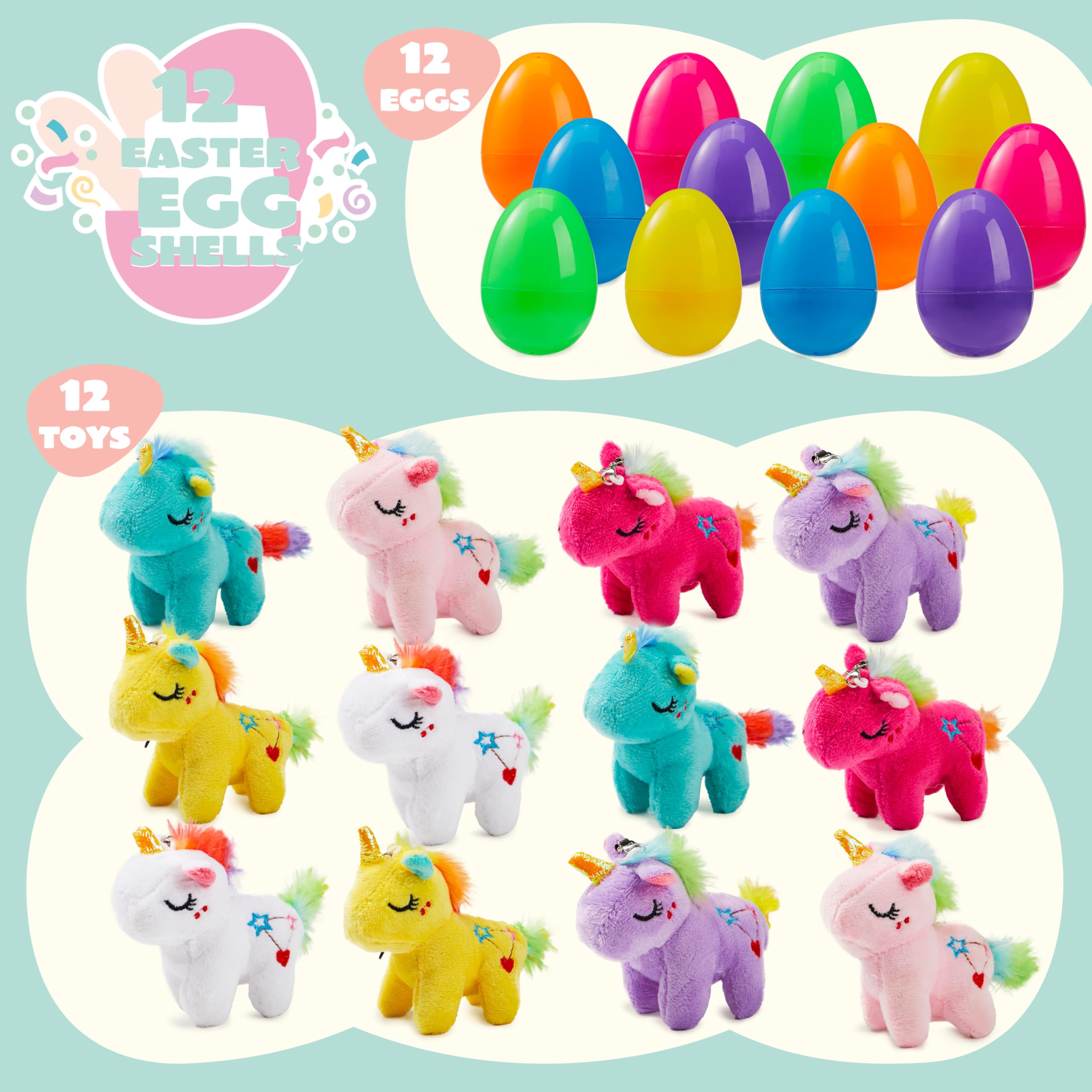 Foto 3 pulgar | Huevos De Pascua Rellenos De Joyin Con Unicornio De Peluche Para Niños, 12 Unidades - Venta Internacional.