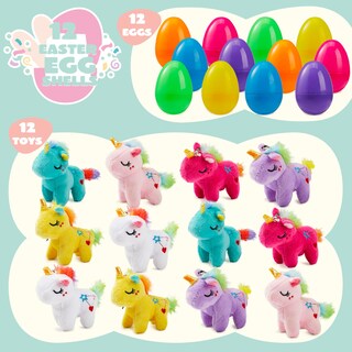 Foto 2 | Huevos De Pascua Rellenos De Joyin Con Unicornio De Peluche Para Niños, 12 Unidades - Venta Internacional.