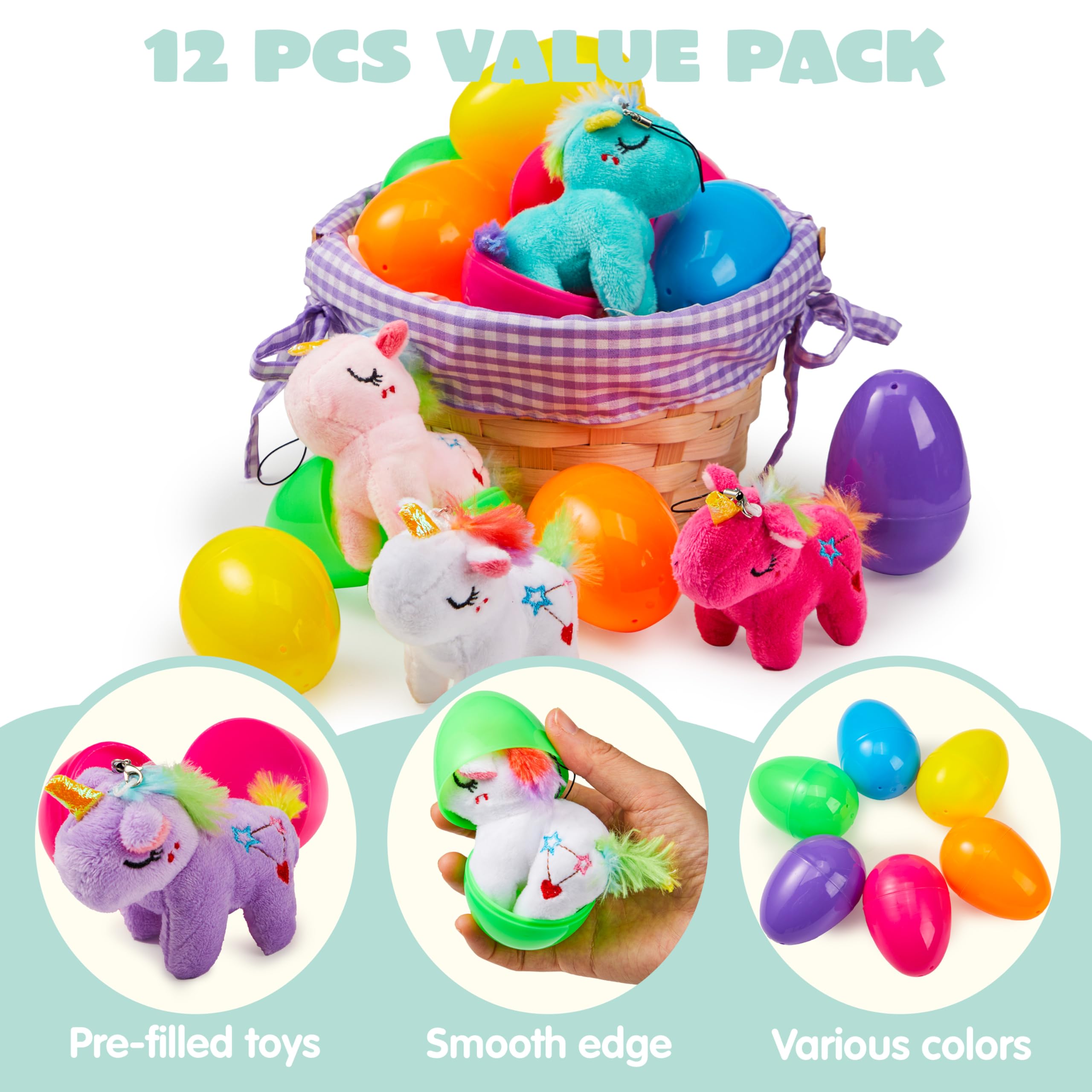 Foto 4 pulgar | Huevos De Pascua Rellenos De Joyin Con Unicornio De Peluche Para Niños, 12 Unidades - Venta Internacional.