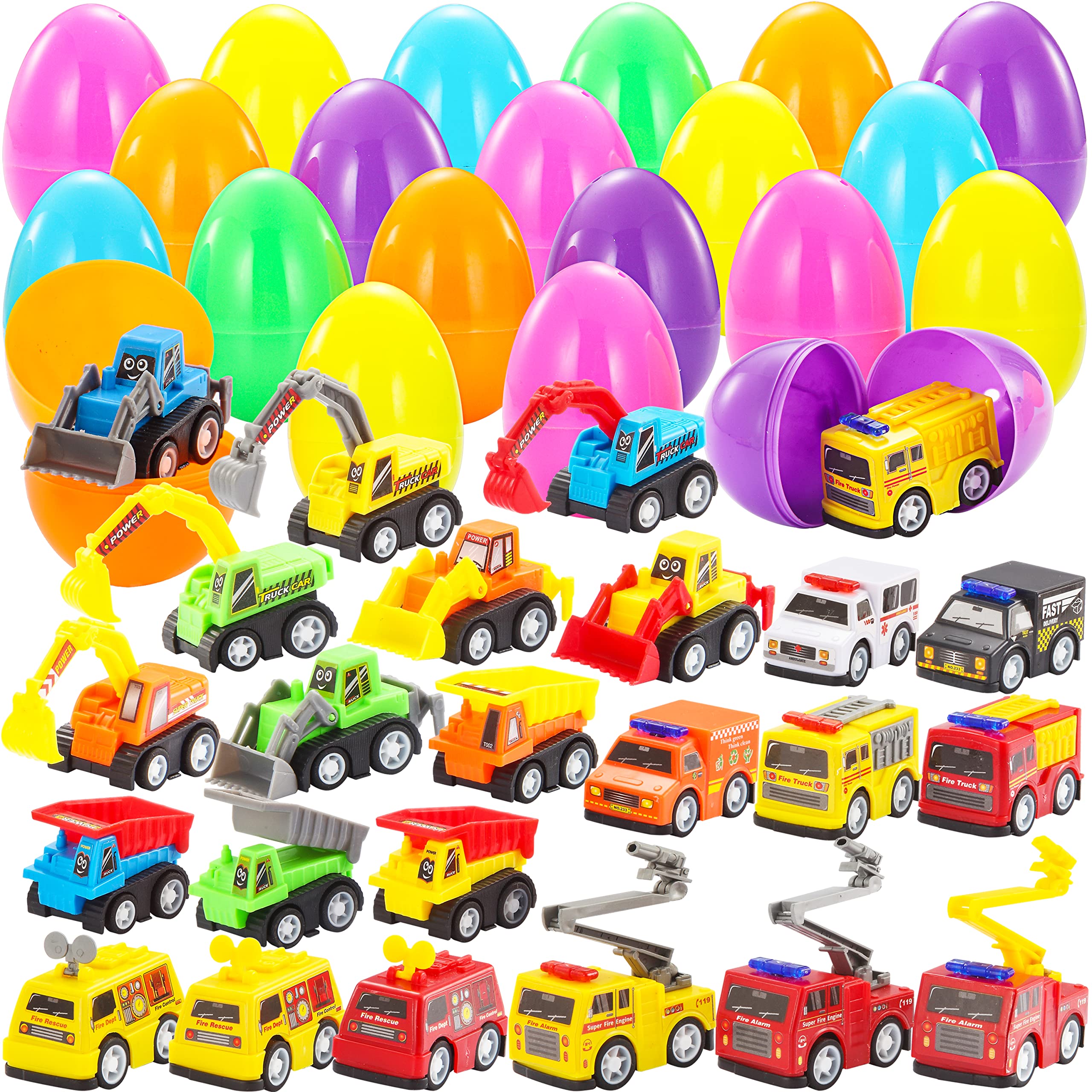 Huevos De Pascua Rellenos Con Ruedas Retráctiles Para Coches De Construcción, 24 Unidades Joyin - Venta Internacional.