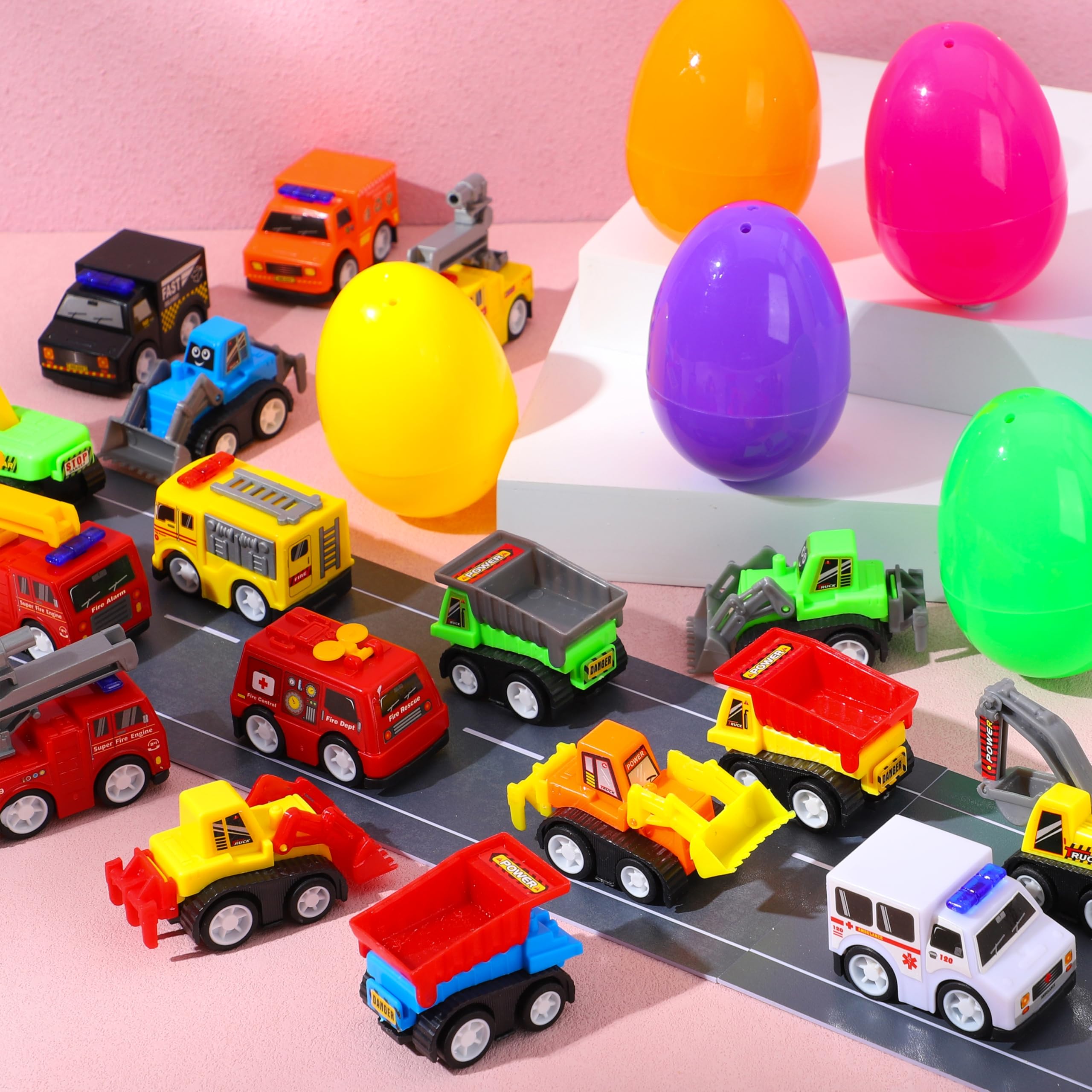 Foto 4 pulgar | Huevos De Pascua Rellenos Con Ruedas Retráctiles Para Coches De Construcción, 24 Unidades Joyin - Venta Internacional.